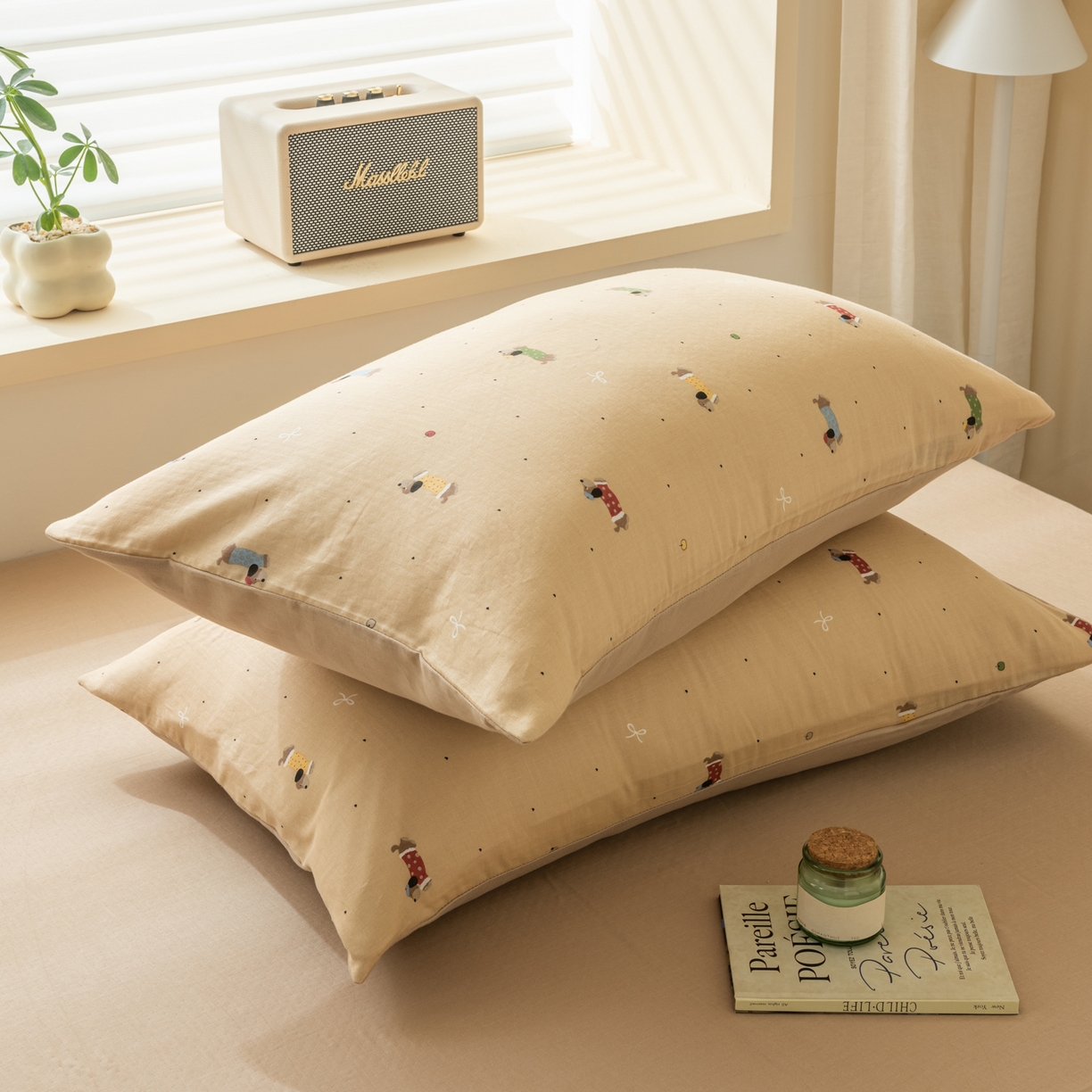 91家纺网 家纺一手货源 找家纺 雯雨家纺 2026新款全棉有氧双层纱床单 全棉双层纱床单-皮皮狗