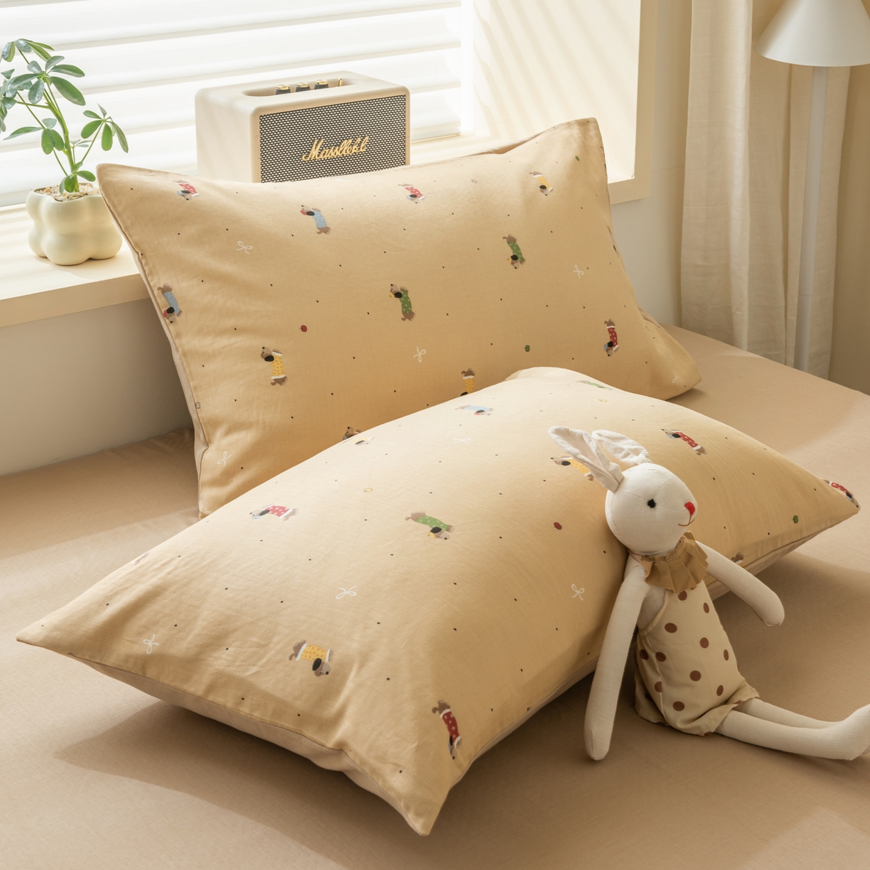 91家纺网 家纺一手货源 找家纺 雯雨家纺 2026新款全棉有氧双层纱床单 全棉双层纱床单-皮皮狗