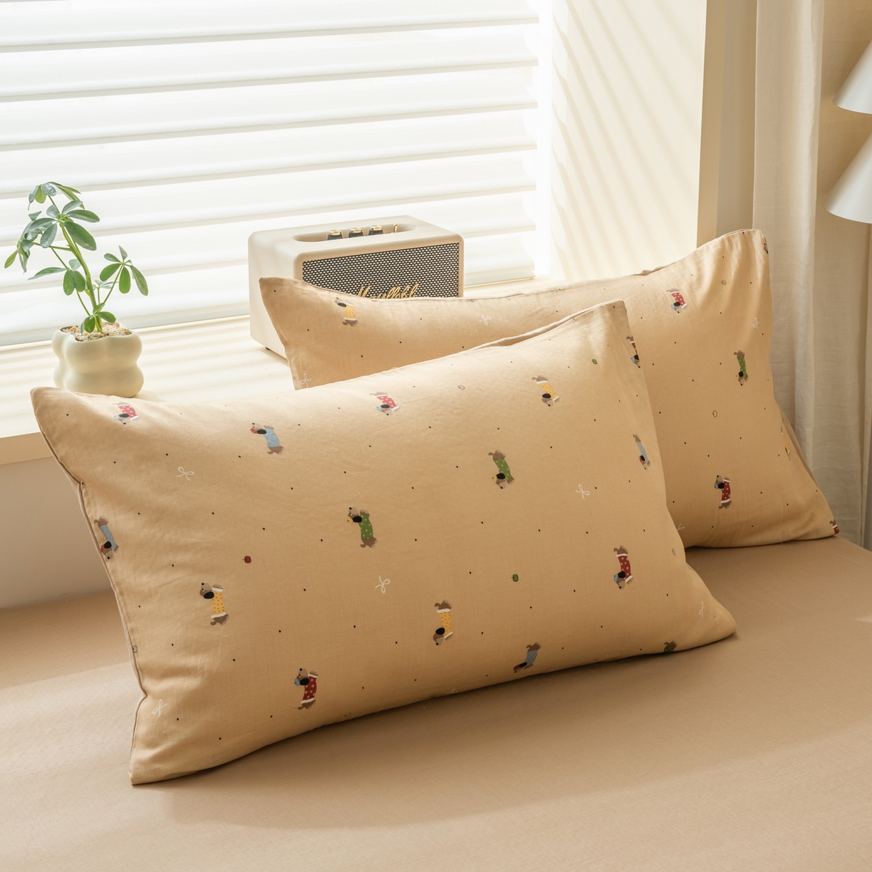 91家纺网 家纺一手货源 找家纺 雯雨家纺 2026新款全棉有氧双层纱床单 全棉双层纱床单-皮皮狗