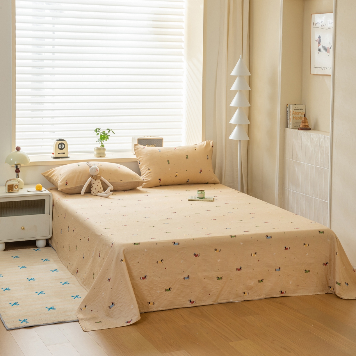 91家纺网 家纺一手货源 找家纺 雯雨家纺 2026新款全棉有氧双层纱床单 全棉双层纱床单-皮皮狗