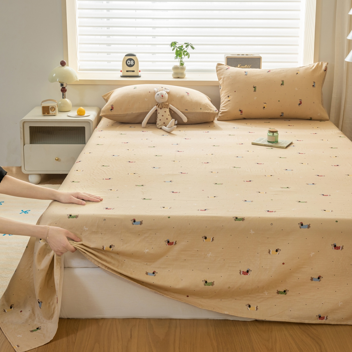 91家纺网 家纺一手货源 找家纺 雯雨家纺 2026新款全棉有氧双层纱床单 全棉双层纱床单-皮皮狗