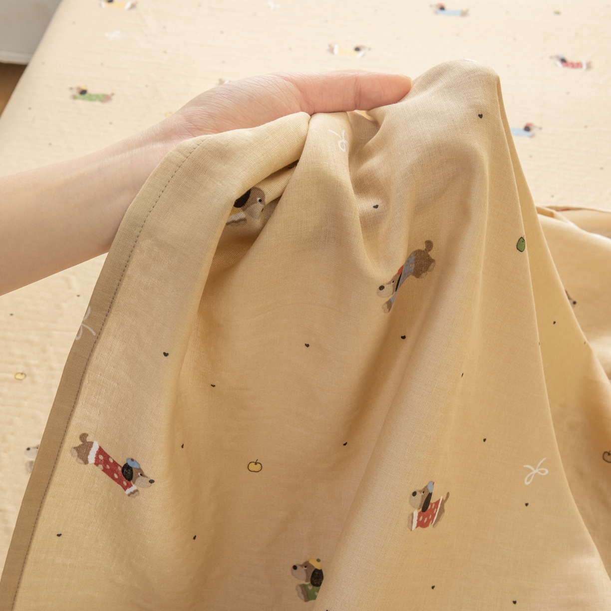 91家纺网 家纺一手货源 找家纺 雯雨家纺 2026新款全棉有氧双层纱床单 全棉双层纱床单-皮皮狗