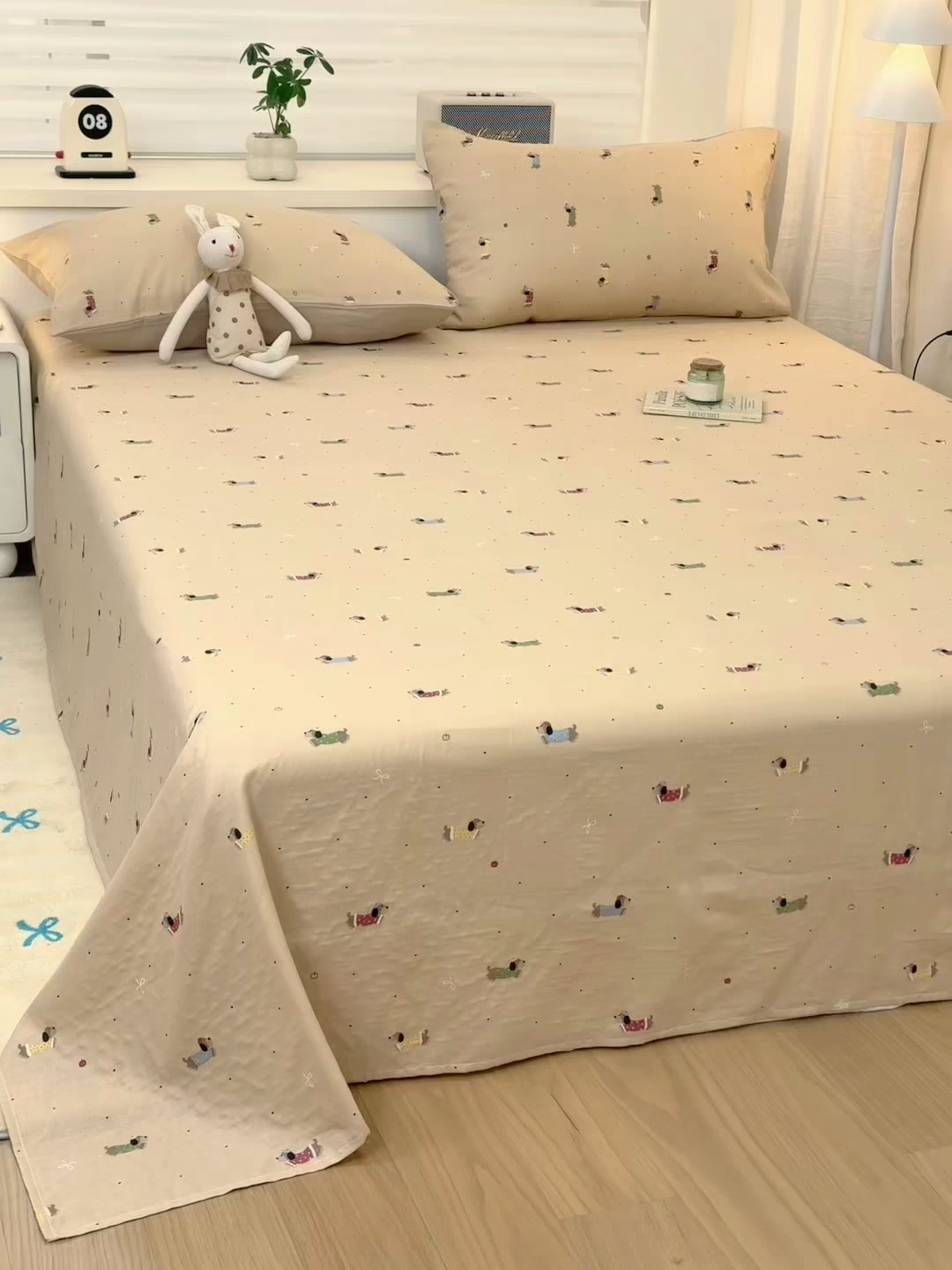 91家纺网 家纺一手货源 找家纺 雯雨家纺 2026新款全棉有氧双层纱床单 全棉双层纱床单-皮皮狗