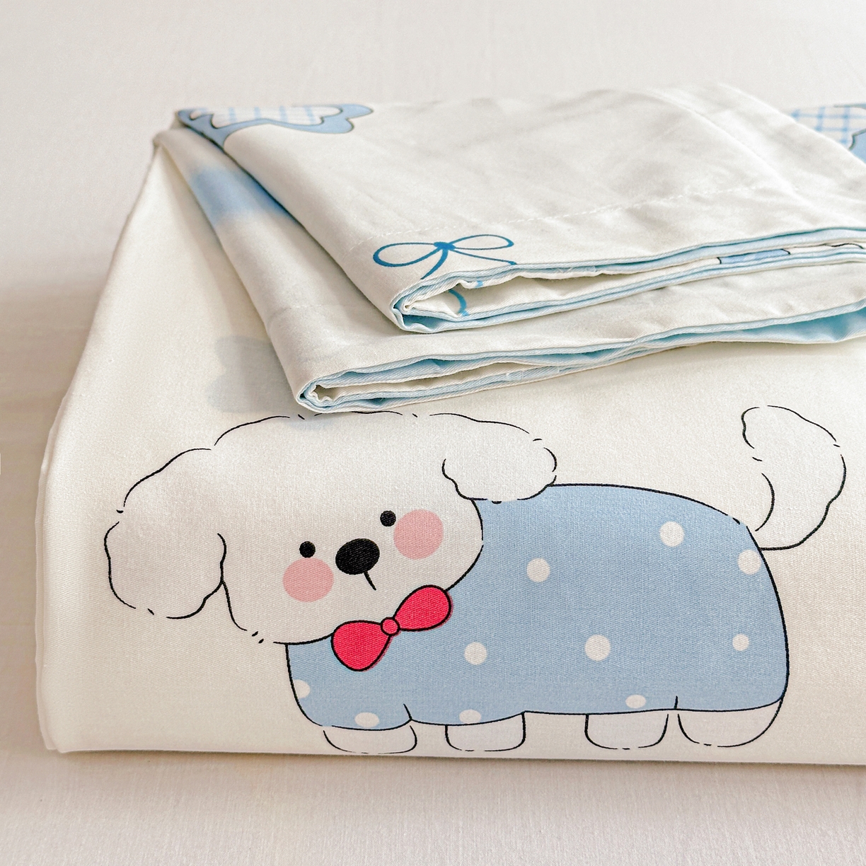 91家纺网 家纺一手货源 找家纺 恩泽家纺 2026春夏新款全棉纯棉12868印花四件套及单品系列-单床单床单单件 星愿萌犬