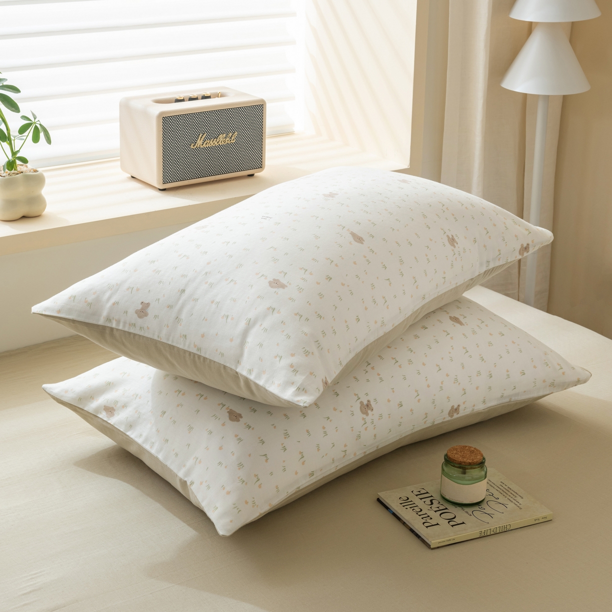 91家纺网 家纺一手货源 找家纺 雯雨家纺 2026新款全棉有氧双层纱床单 全棉双层纱床单-田园小熊