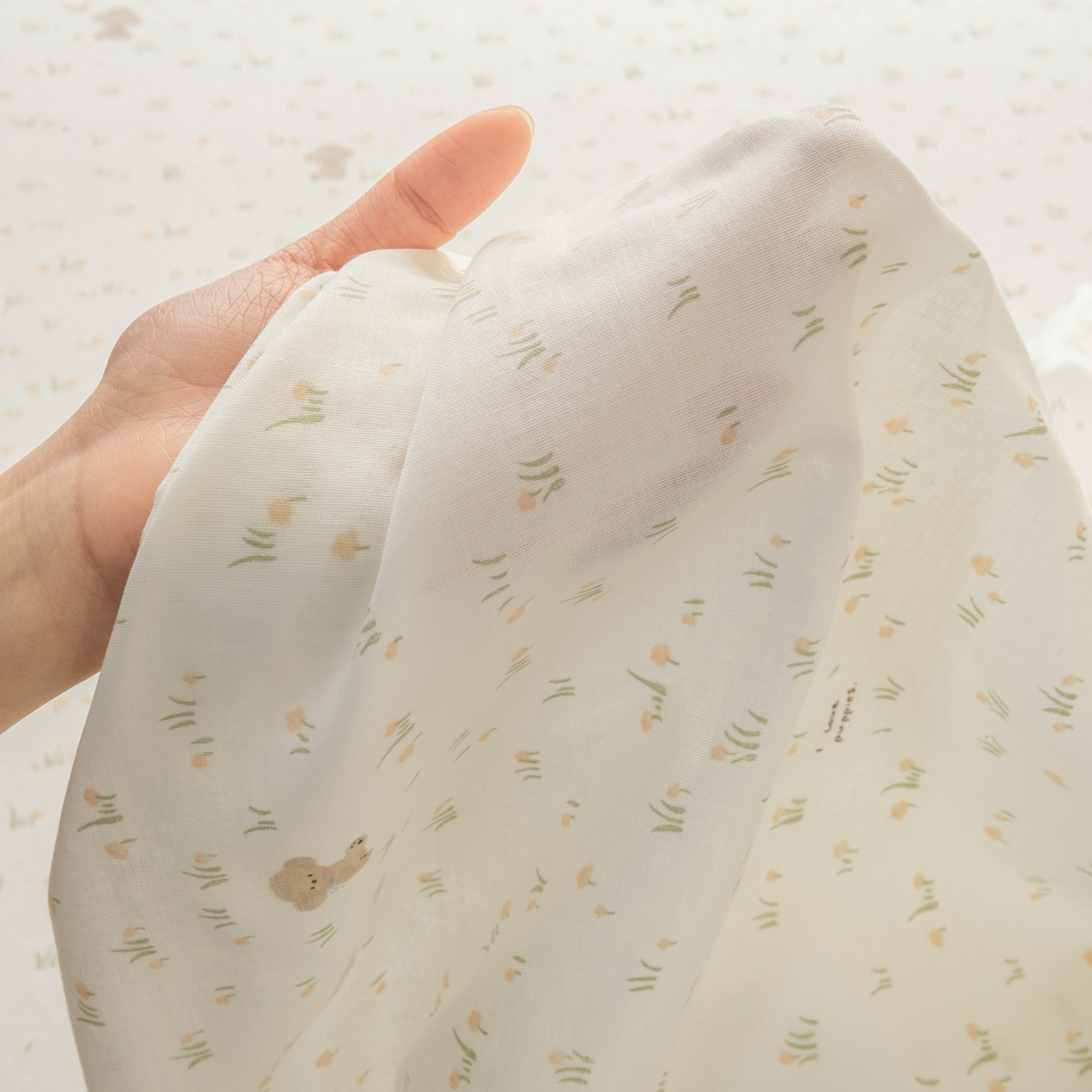 91家纺网 家纺一手货源 找家纺 雯雨家纺 2026新款全棉有氧双层纱床单 全棉双层纱床单-田园小熊