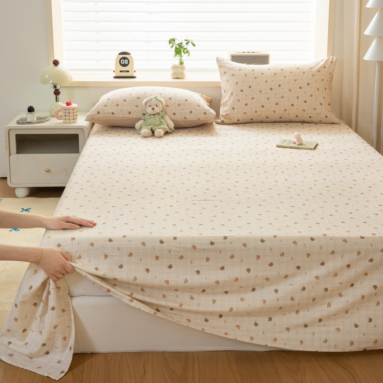 91家纺网 家纺一手货源 找家纺 雯雨家纺 2026新款全棉有氧双层纱床单 全棉双层纱床单-文迪