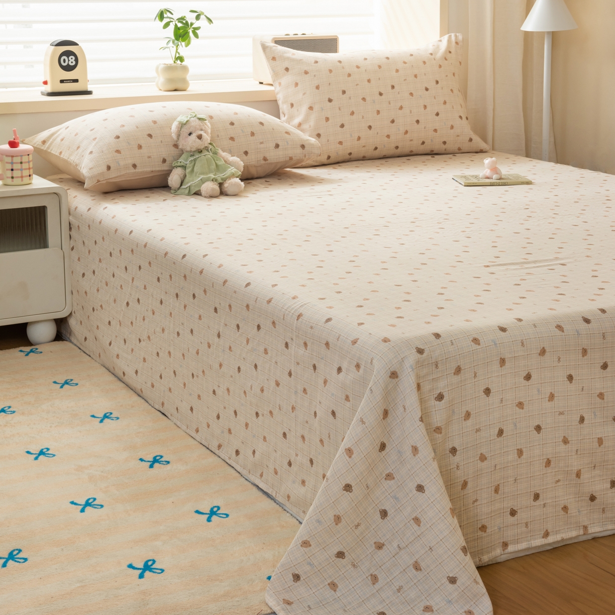 91家纺网 家纺一手货源 找家纺 雯雨家纺 2026新款全棉有氧双层纱床单 全棉双层纱床单-文迪