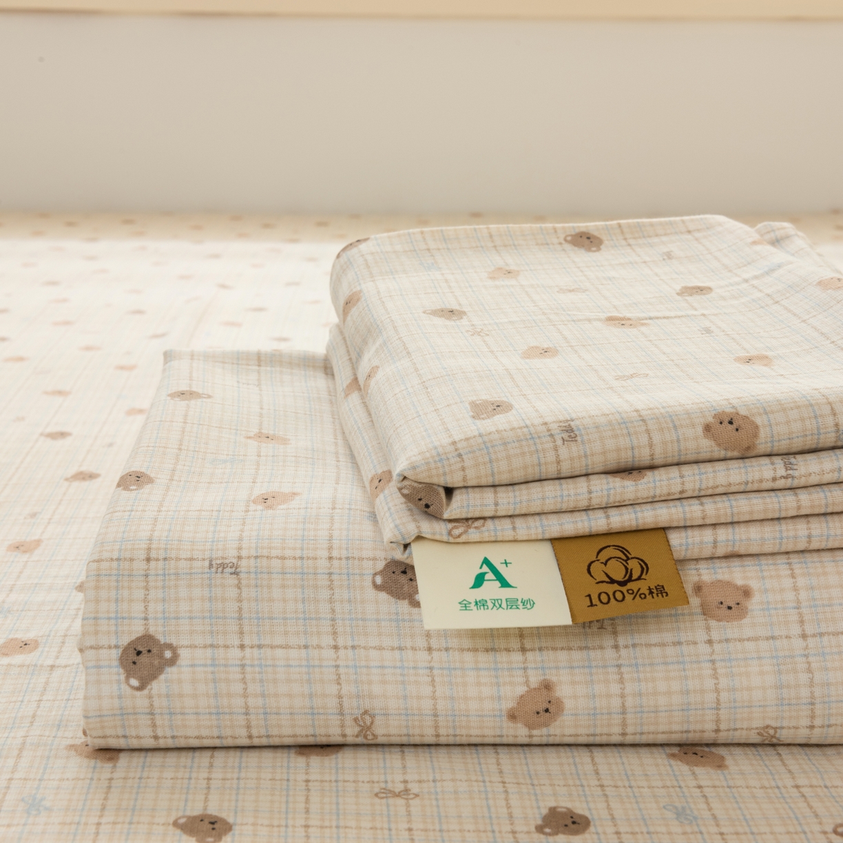 91家纺网 家纺一手货源 找家纺 雯雨家纺 2026新款全棉有氧双层纱床单 全棉双层纱床单-文迪