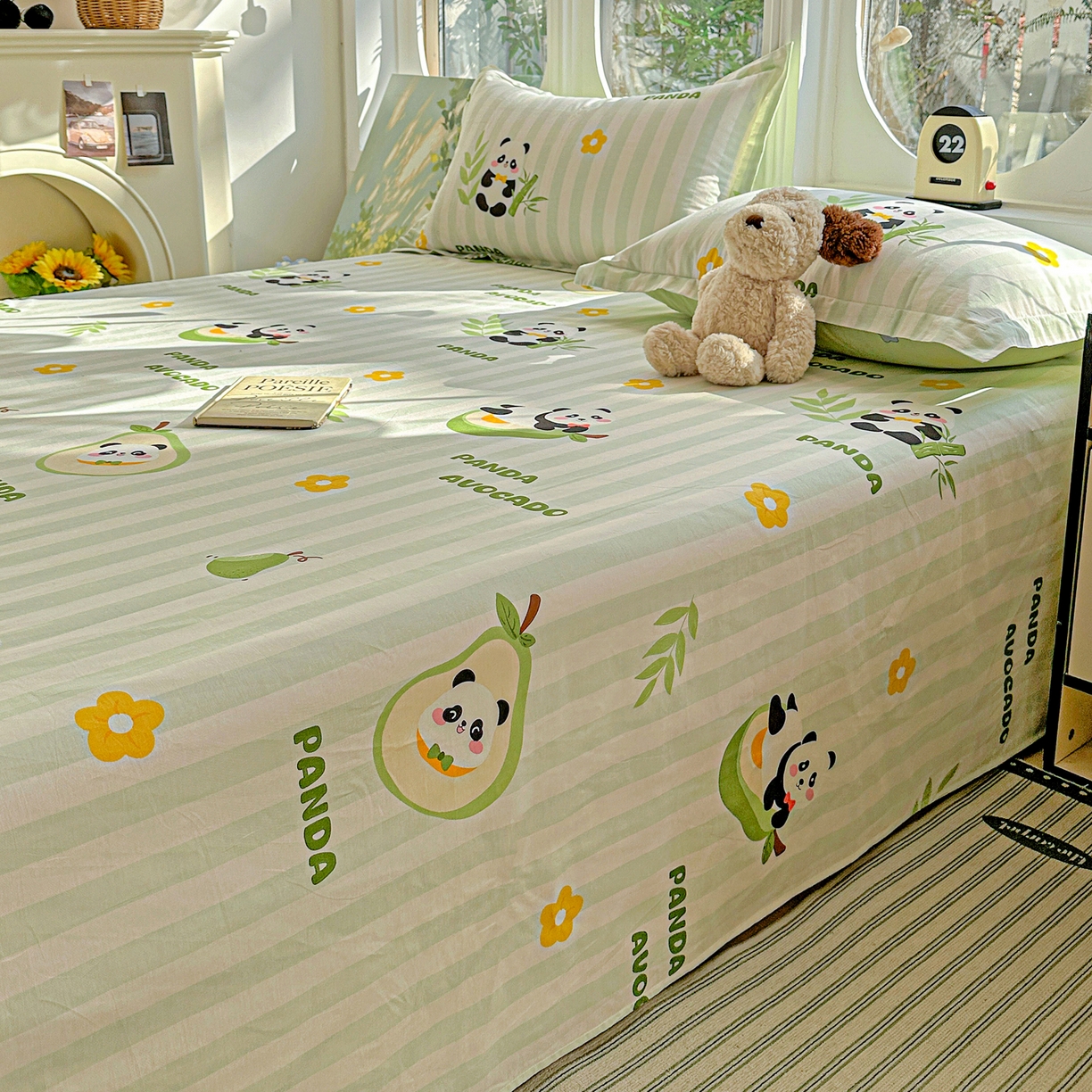 91家纺网 家纺一手货源 找家纺 恩泽家纺 2026春夏新款全棉纯棉12868印花四件套及单品系列-单床单床单单件 熊猫与牛油果