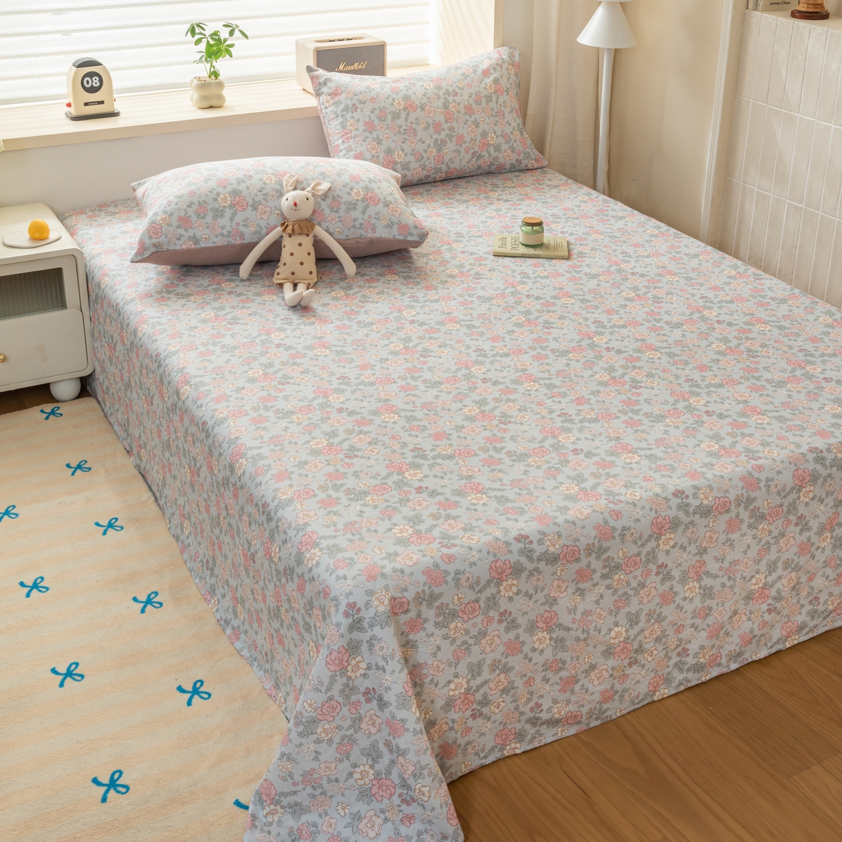 91家纺网 家纺一手货源 找家纺 雯雨家纺 2026新款全棉有氧双层纱床单 全棉双层纱床单-香水繁花-兰