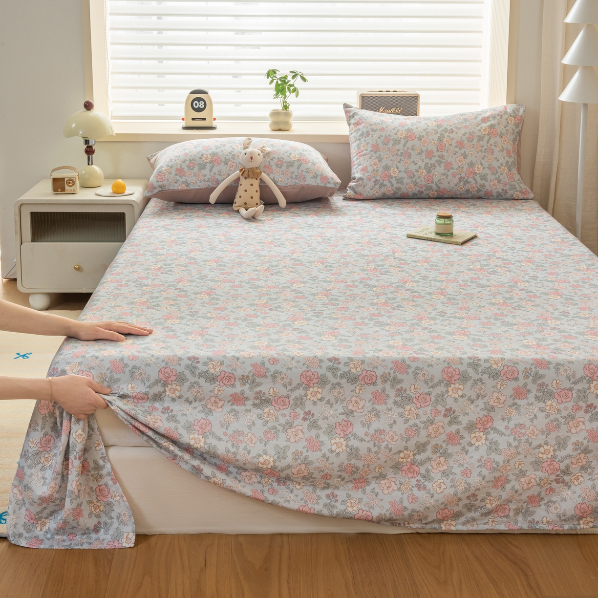 91家纺网 家纺一手货源 找家纺 雯雨家纺 2026新款全棉有氧双层纱床单 全棉双层纱床单-香水繁花-兰