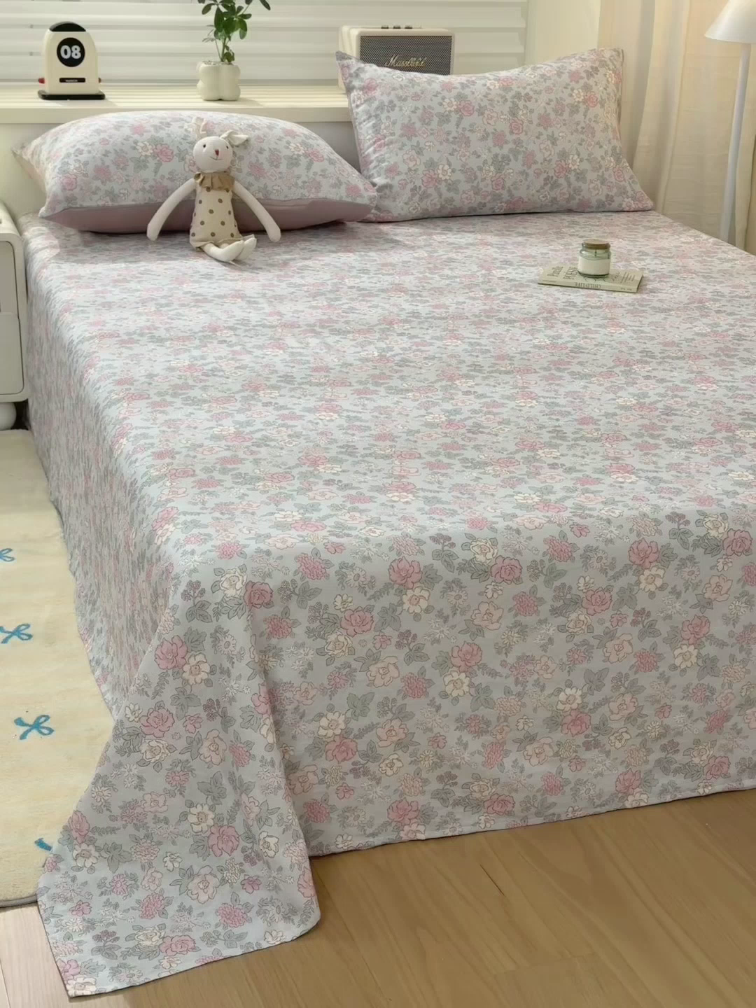 91家纺网 家纺一手货源 找家纺 雯雨家纺 2026新款全棉有氧双层纱床单 全棉双层纱床单-香水繁花-兰