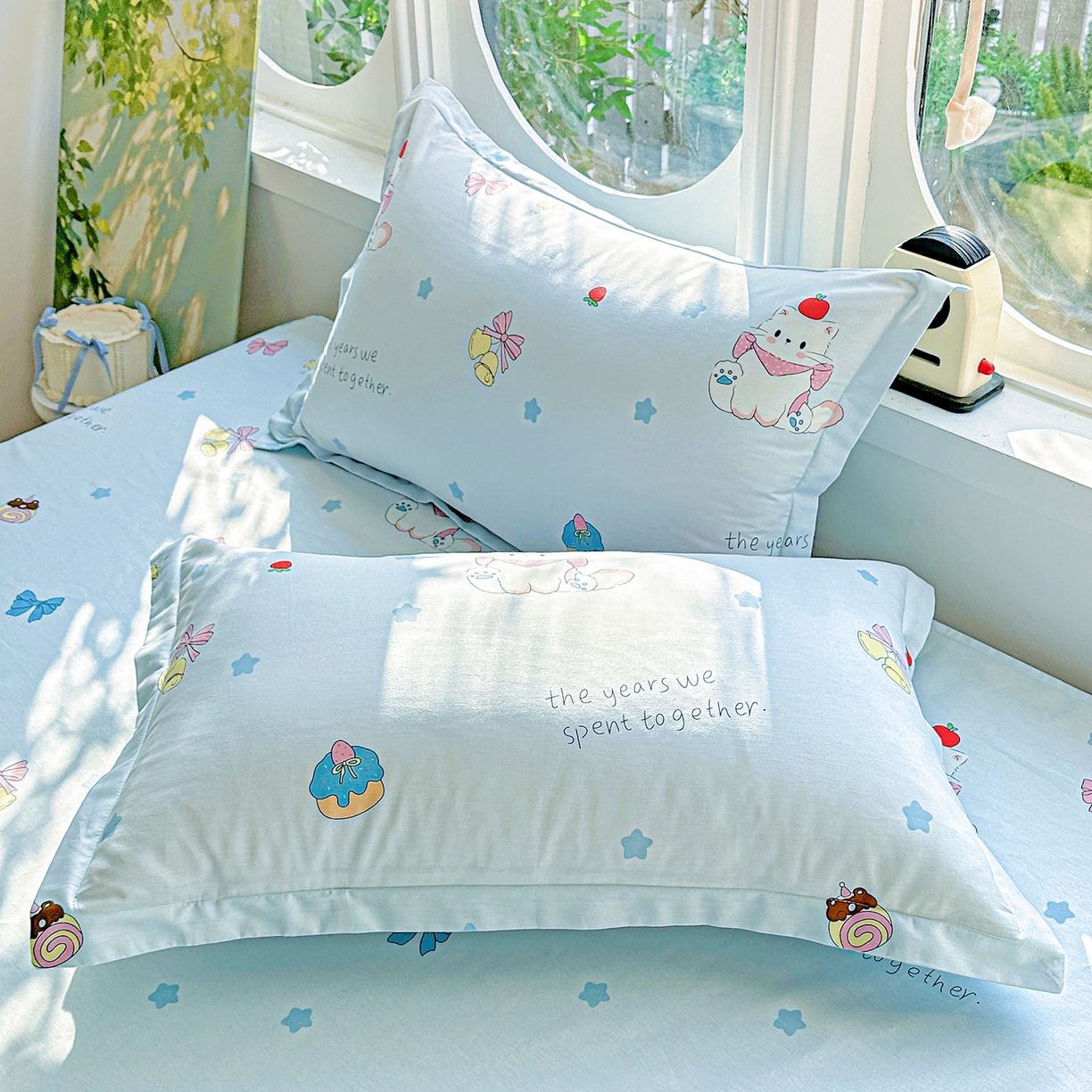 恩泽家纺 2026春夏新款全棉纯棉12868印花四件套及单品系列-单枕套枕套单件 奶油阿布