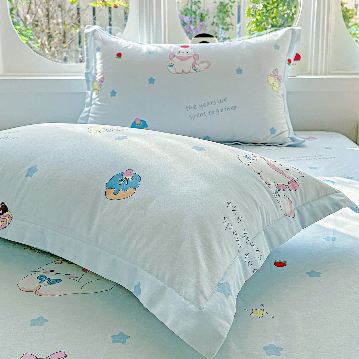 91家纺网 家纺一手货源 找家纺 恩泽家纺 2026春夏新款全棉纯棉12868印花四件套及单品系列-单枕套枕套单件 奶油阿布