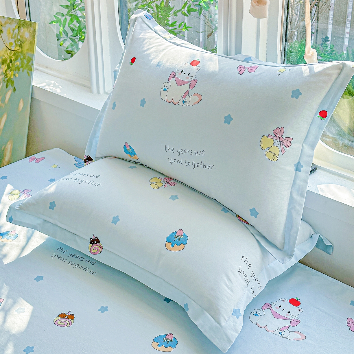 91家纺网 家纺一手货源 找家纺 恩泽家纺 2026春夏新款全棉纯棉12868印花四件套及单品系列-单枕套枕套单件 奶油阿布