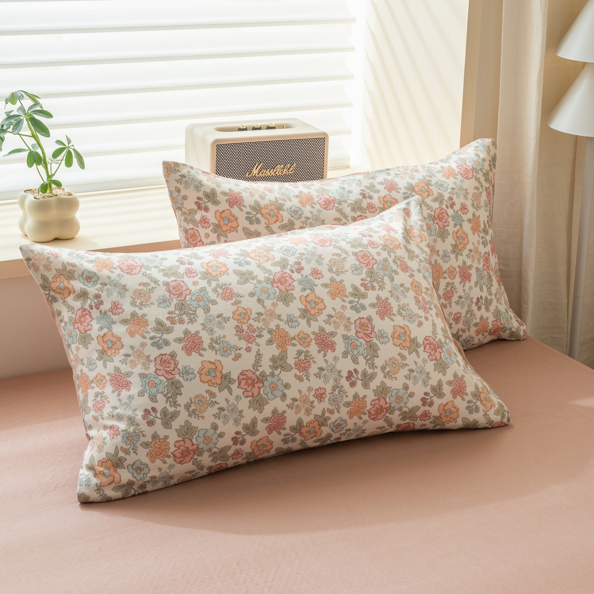 91家纺网 家纺一手货源 找家纺 雯雨家纺 2026新款全棉有氧双层纱床单 全棉双层纱床单-香水繁花-米