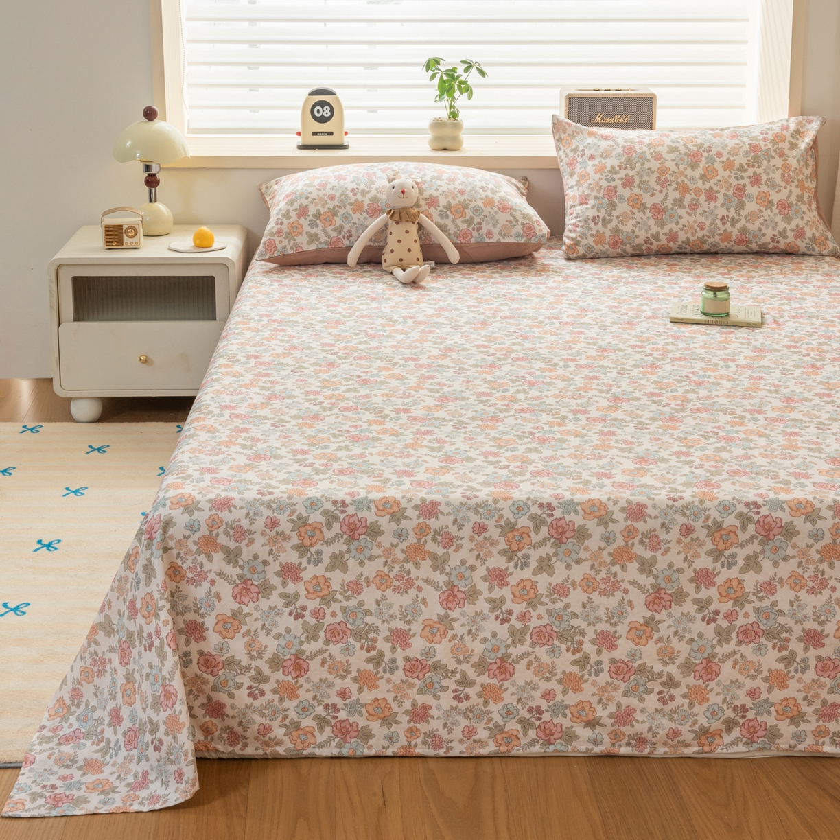 91家纺网 家纺一手货源 找家纺 雯雨家纺 2026新款全棉有氧双层纱床单 全棉双层纱床单-香水繁花-米