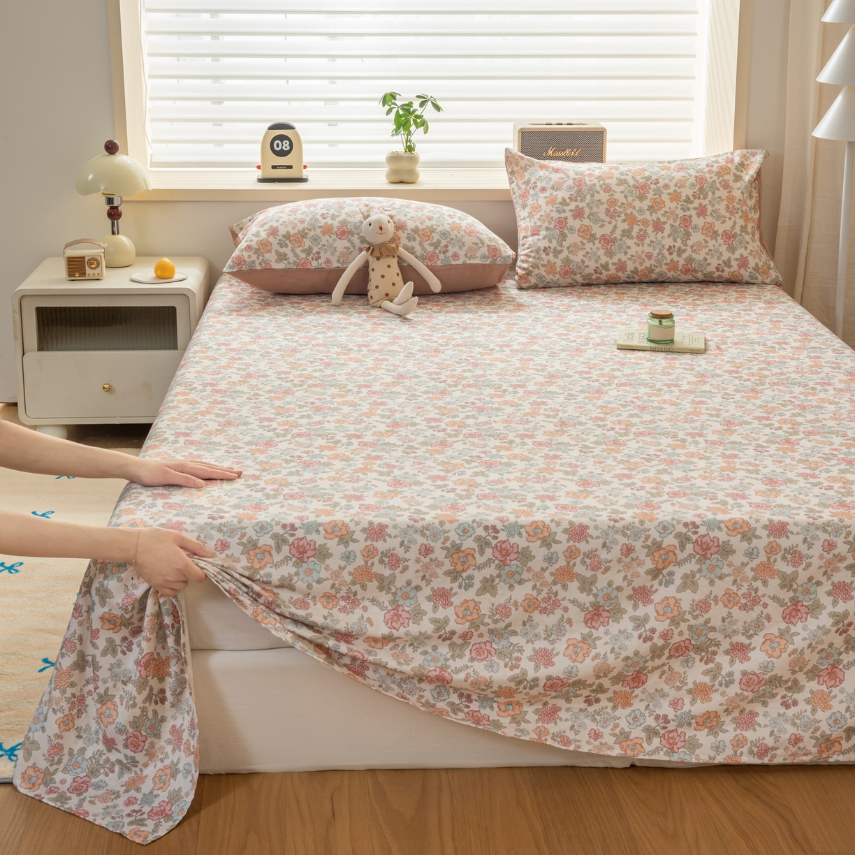 91家纺网 家纺一手货源 找家纺 雯雨家纺 2026新款全棉有氧双层纱床单 全棉双层纱床单-香水繁花-米