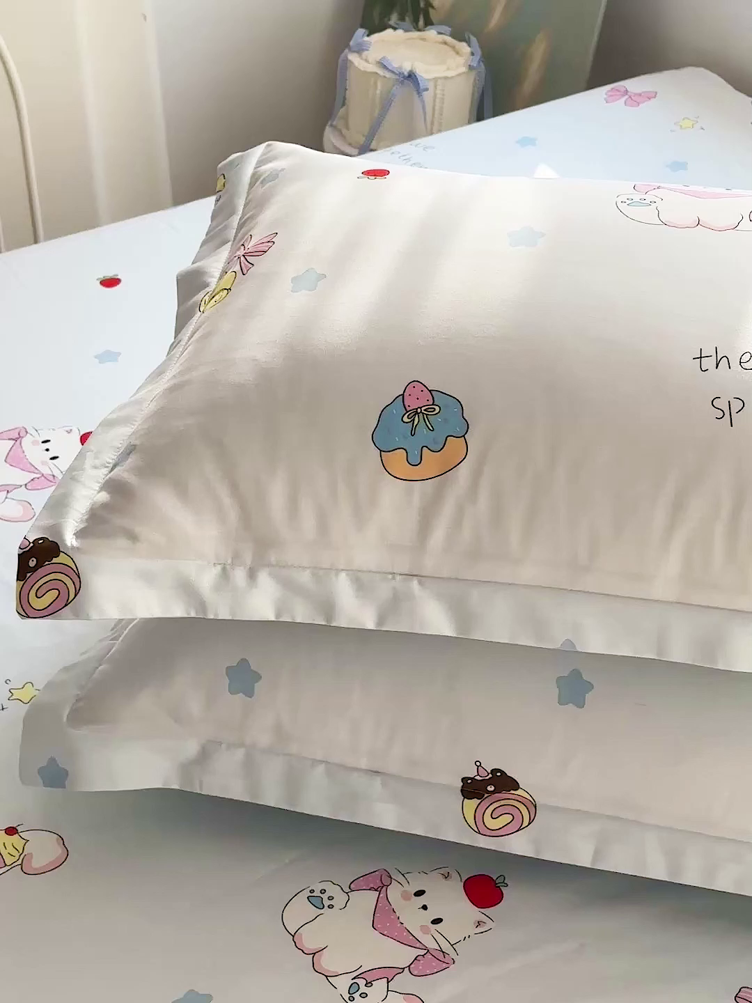 91家纺网 家纺一手货源 找家纺 恩泽家纺 2026春夏新款全棉纯棉12868印花四件套及单品系列-单枕套枕套单件 奶油阿布