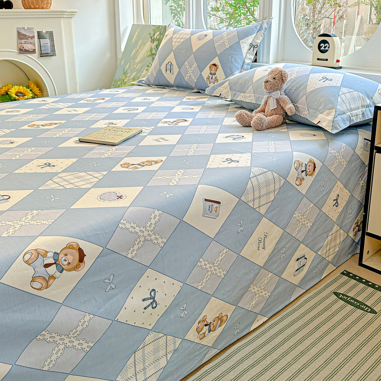 91家纺网 家纺一手货源 找家纺 恩泽家纺 2026春夏新款全棉纯棉12868印花四件套及单品系列-单床单床单单件 学院风