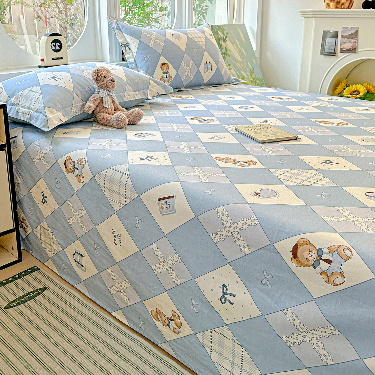 91家纺网 家纺一手货源 找家纺 恩泽家纺 2026春夏新款全棉纯棉12868印花四件套及单品系列-单床单床单单件 学院风