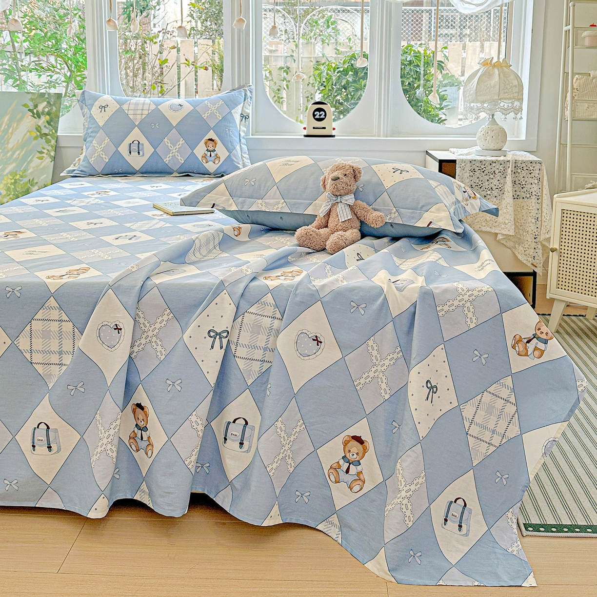 91家纺网 家纺一手货源 找家纺 恩泽家纺 2026春夏新款全棉纯棉12868印花四件套及单品系列-单床单床单单件 学院风