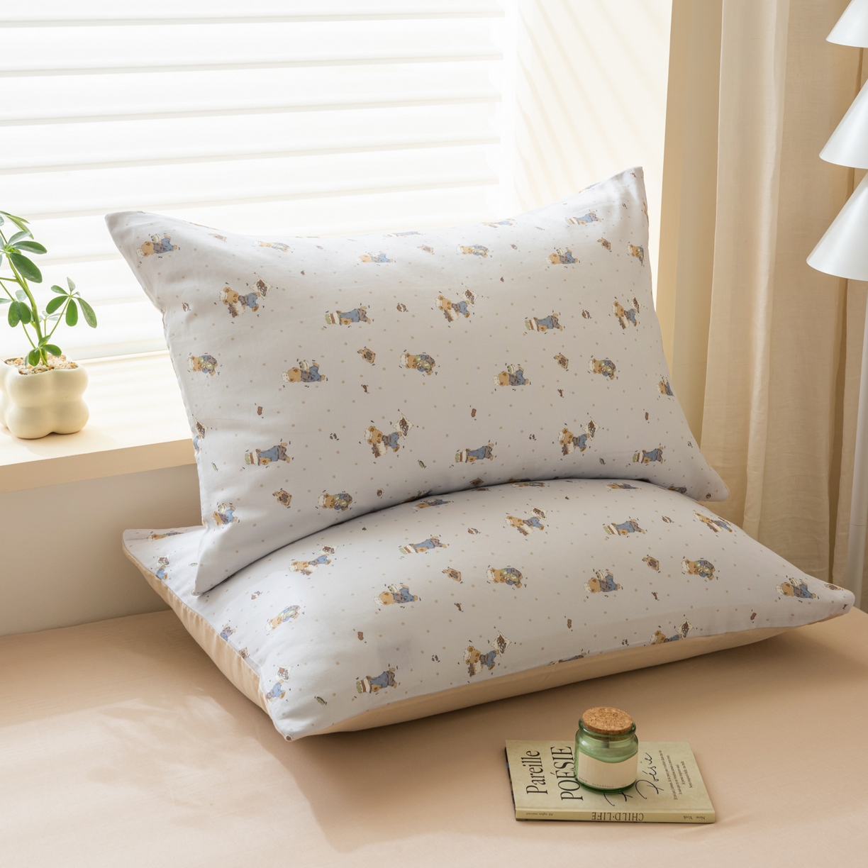 91家纺网 家纺一手货源 找家纺 雯雨家纺 2026新款全棉有氧双层纱床单 全棉双层纱床单-小熊礼物