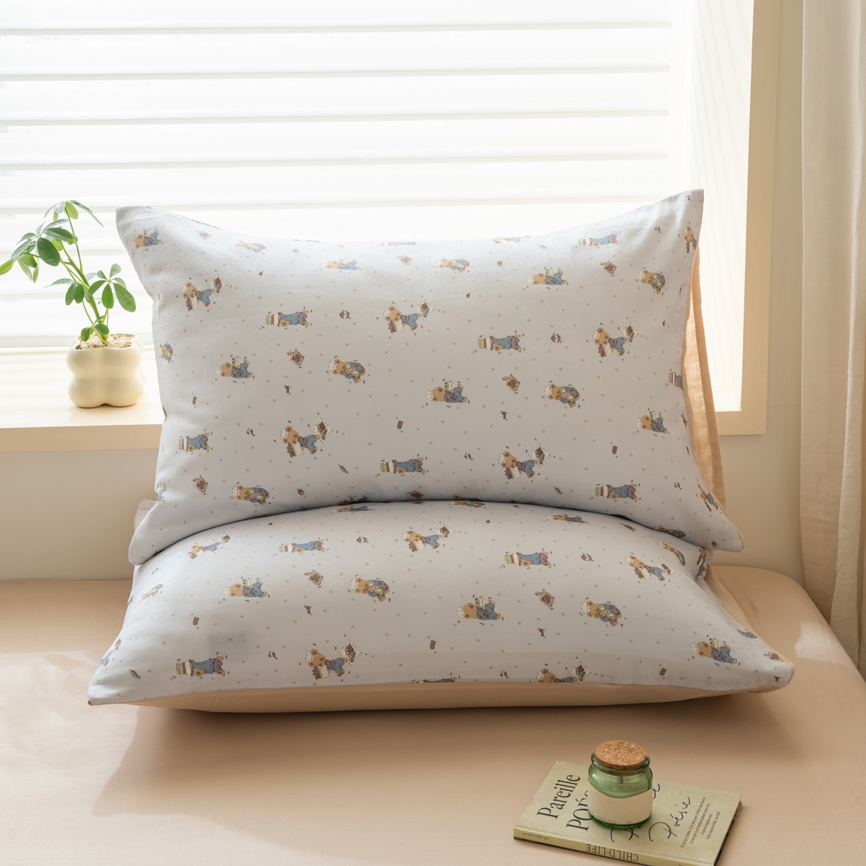 91家纺网 家纺一手货源 找家纺 雯雨家纺 2026新款全棉有氧双层纱床单 全棉双层纱床单-小熊礼物