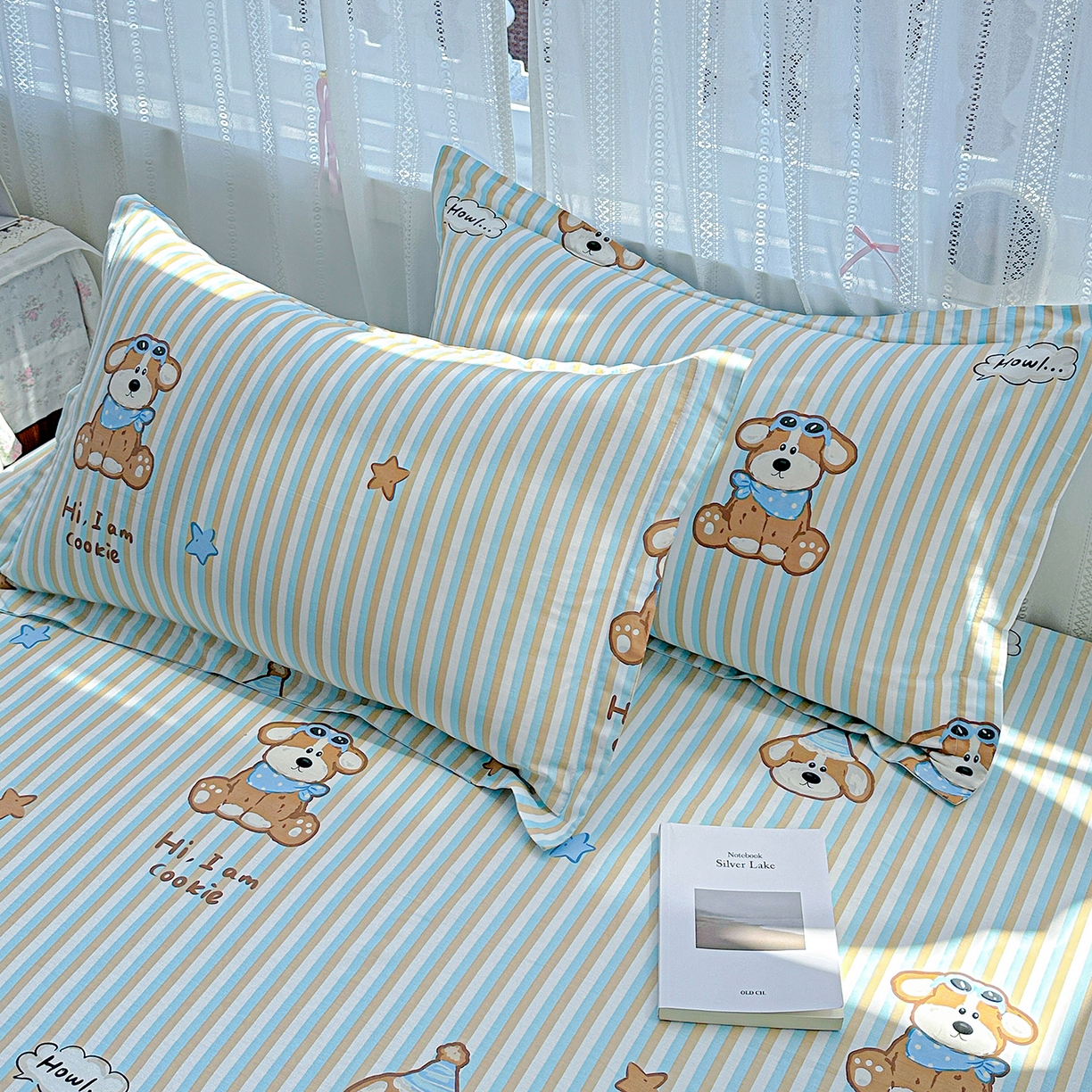 91家纺网 家纺一手货源 找家纺 恩泽家纺 2026春夏新款全棉纯棉12868印花四件套及单品系列-单枕套枕套单件 派对小狗