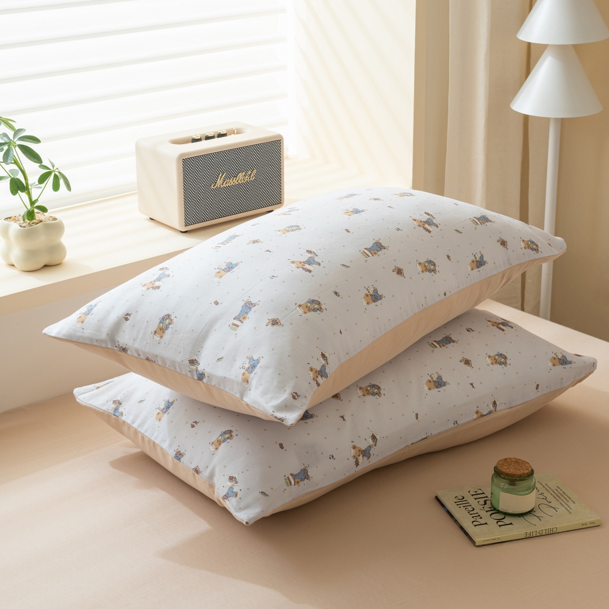 91家纺网 家纺一手货源 找家纺 雯雨家纺 2026新款全棉有氧双层纱床单 全棉双层纱床单-小熊礼物