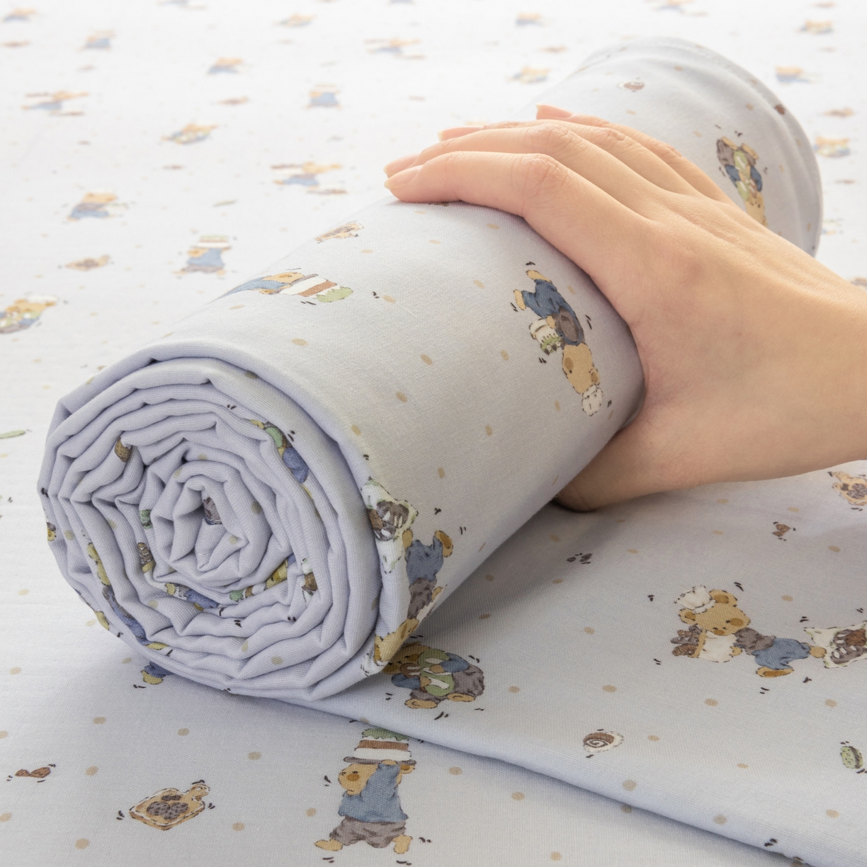 91家纺网 家纺一手货源 找家纺 雯雨家纺 2026新款全棉有氧双层纱床单 全棉双层纱床单-小熊礼物