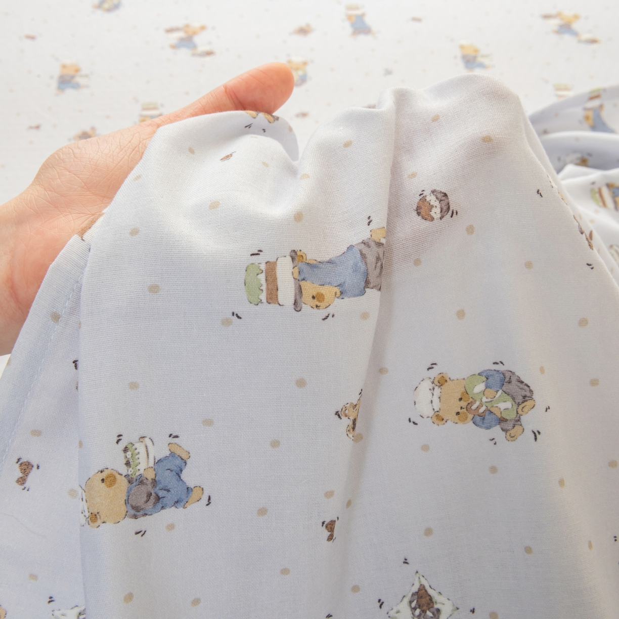 91家纺网 家纺一手货源 找家纺 雯雨家纺 2026新款全棉有氧双层纱床单 全棉双层纱床单-小熊礼物