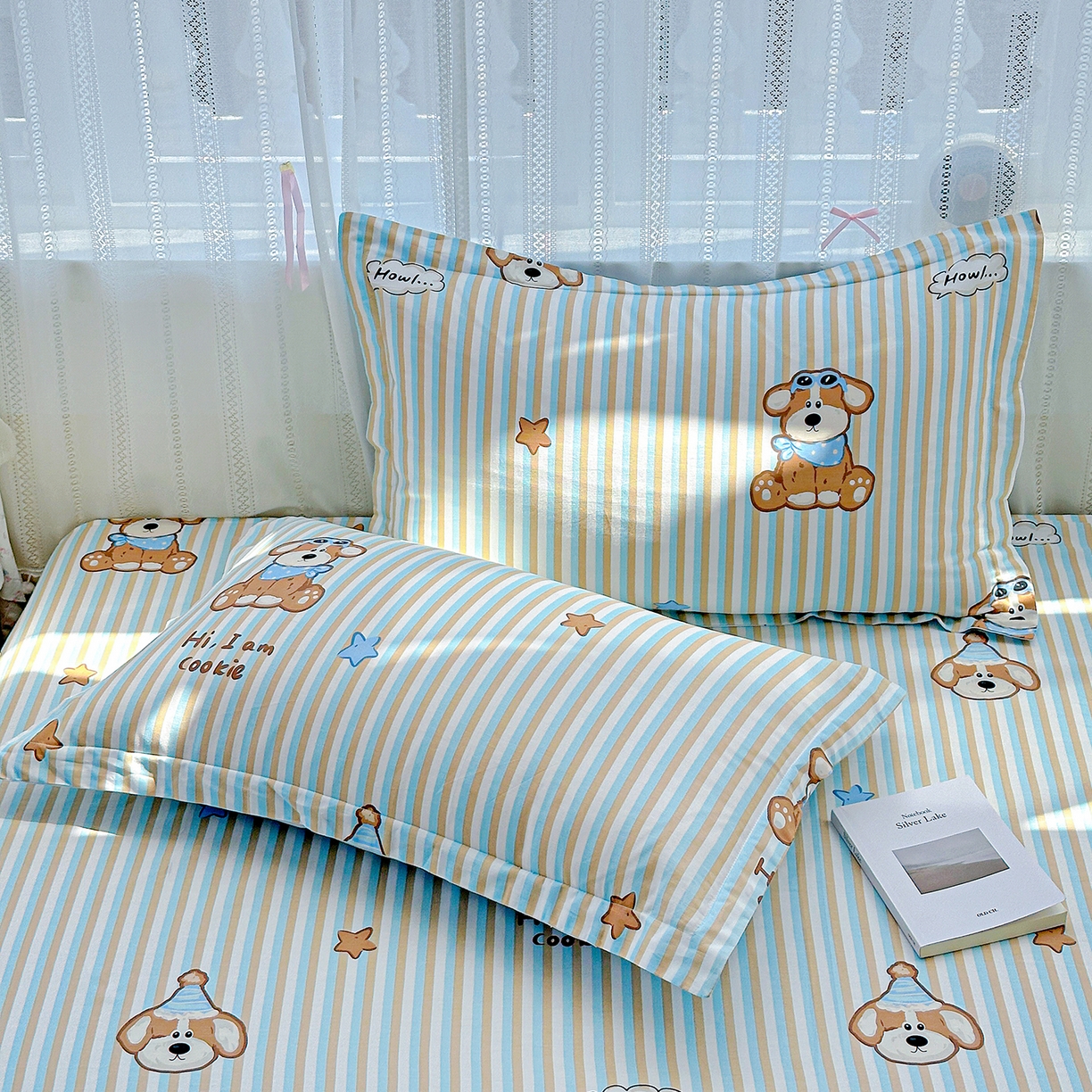 91家纺网 家纺一手货源 找家纺 恩泽家纺 2026春夏新款全棉纯棉12868印花四件套及单品系列-单枕套枕套单件 派对小狗