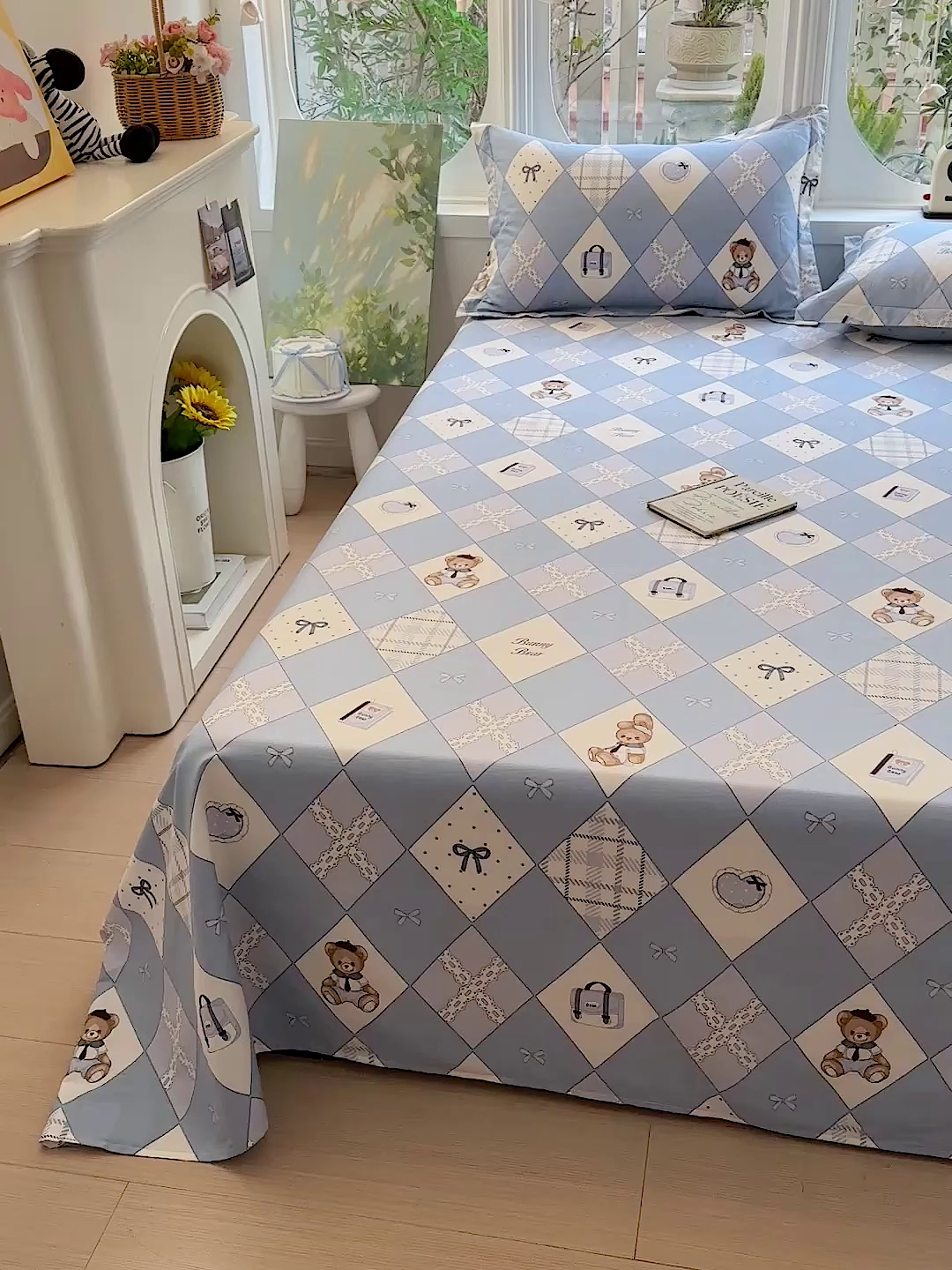 91家纺网 家纺一手货源 找家纺 恩泽家纺 2026春夏新款全棉纯棉12868印花四件套及单品系列-单床单床单单件 学院风