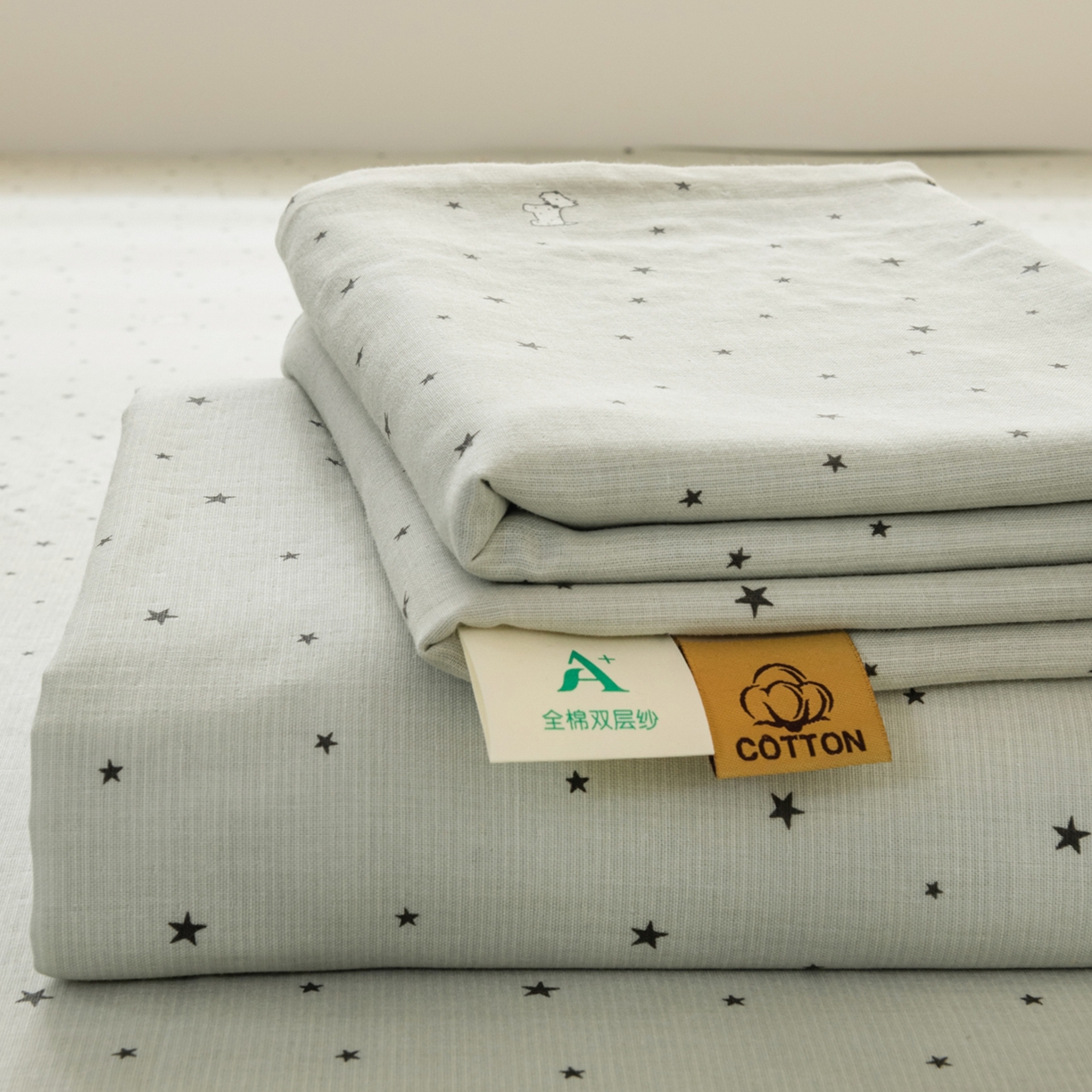 雯雨家纺 2026新款全棉有氧双层纱床单 全棉双层纱床单-星空犬