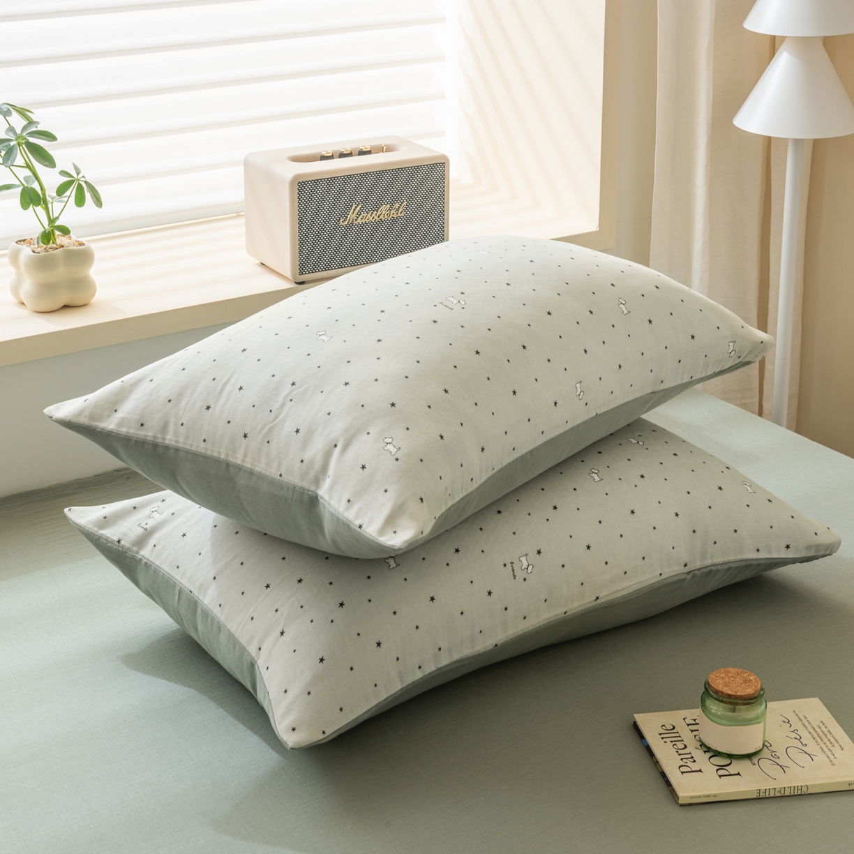 91家纺网 家纺一手货源 找家纺 雯雨家纺 2026新款全棉有氧双层纱床单 全棉双层纱床单-星空犬