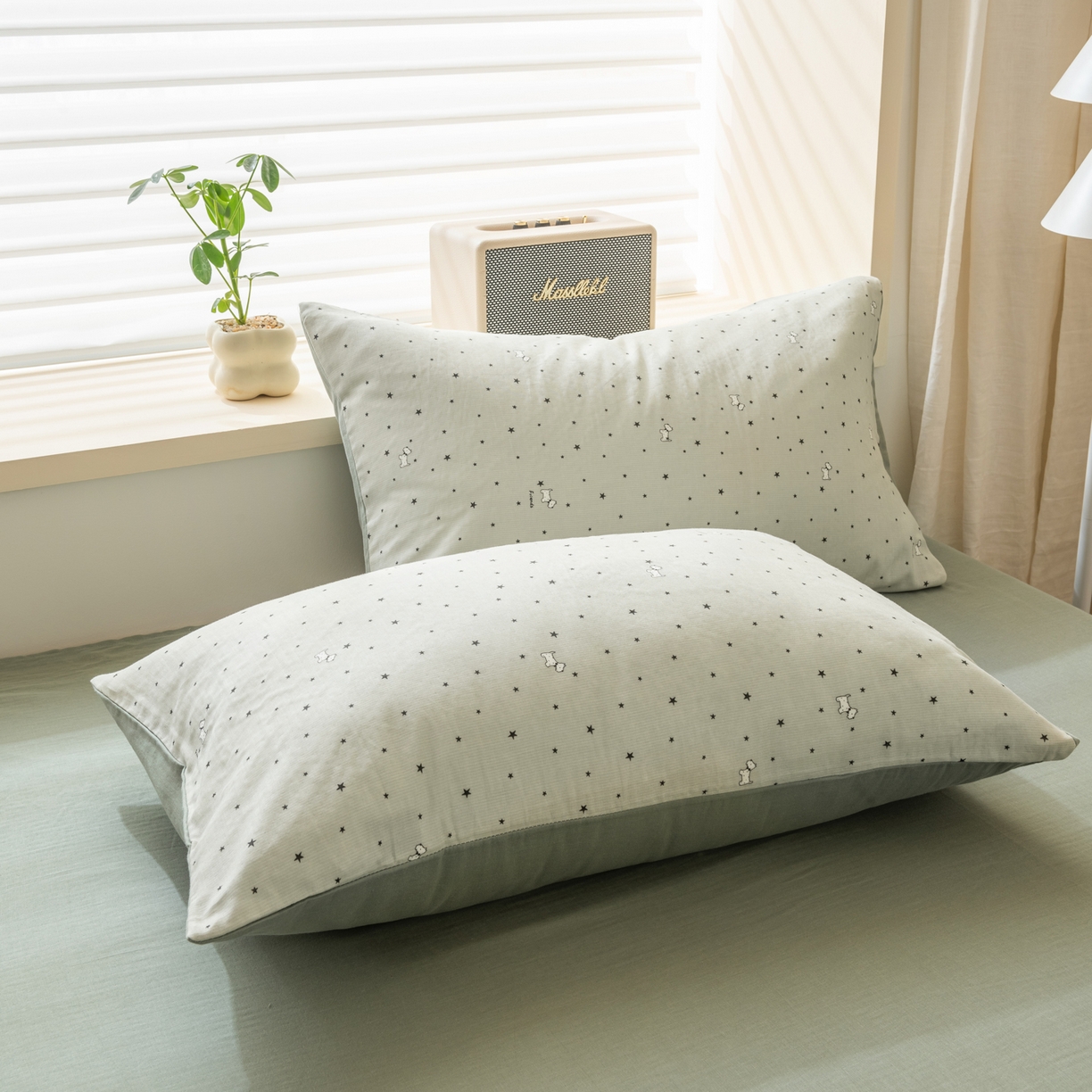 91家纺网 家纺一手货源 找家纺 雯雨家纺 2026新款全棉有氧双层纱床单 全棉双层纱床单-星空犬