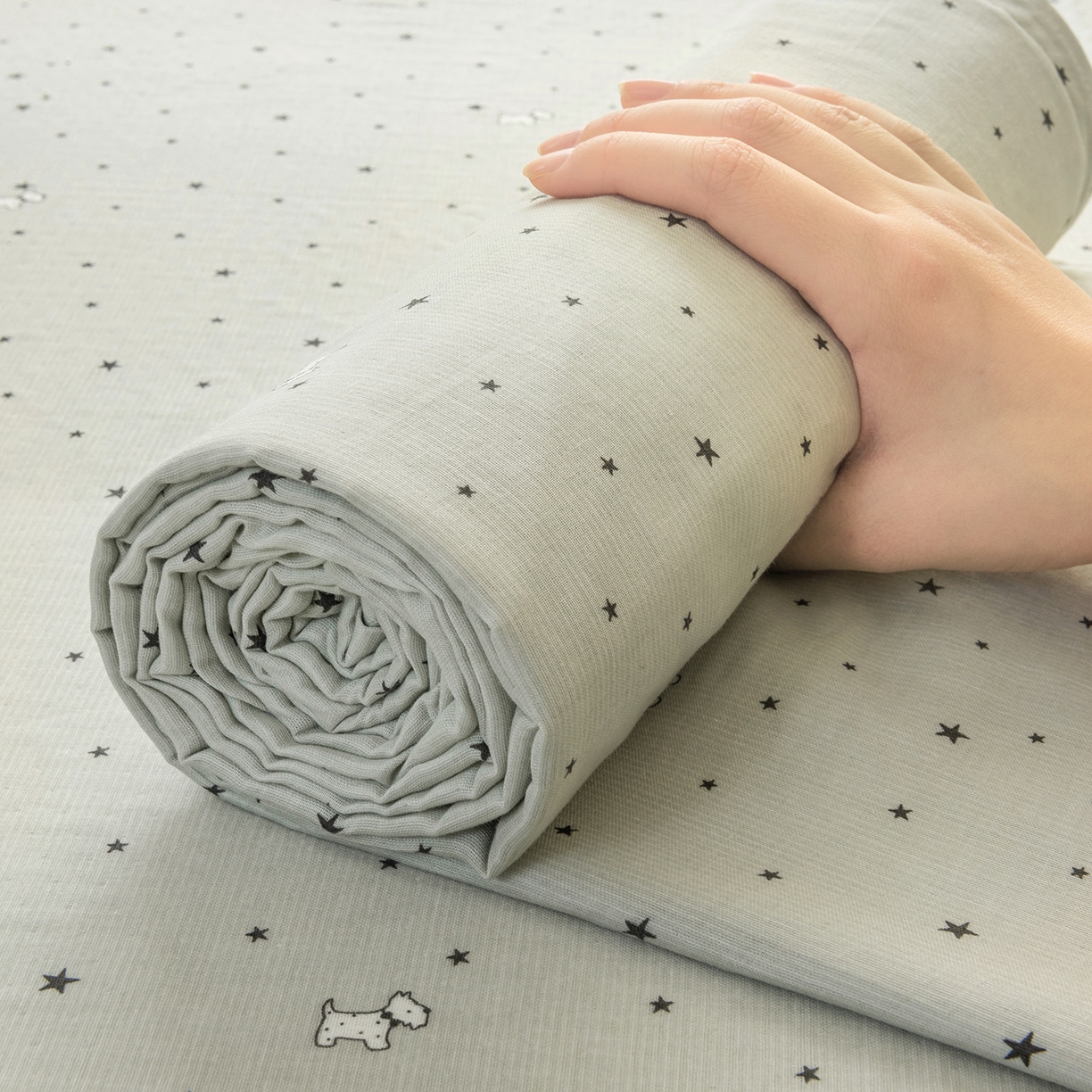 91家纺网 家纺一手货源 找家纺 雯雨家纺 2026新款全棉有氧双层纱床单 全棉双层纱床单-星空犬