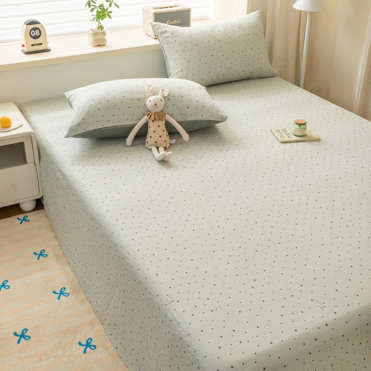 91家纺网 家纺一手货源 找家纺 雯雨家纺 2026新款全棉有氧双层纱床单 全棉双层纱床单-星空犬