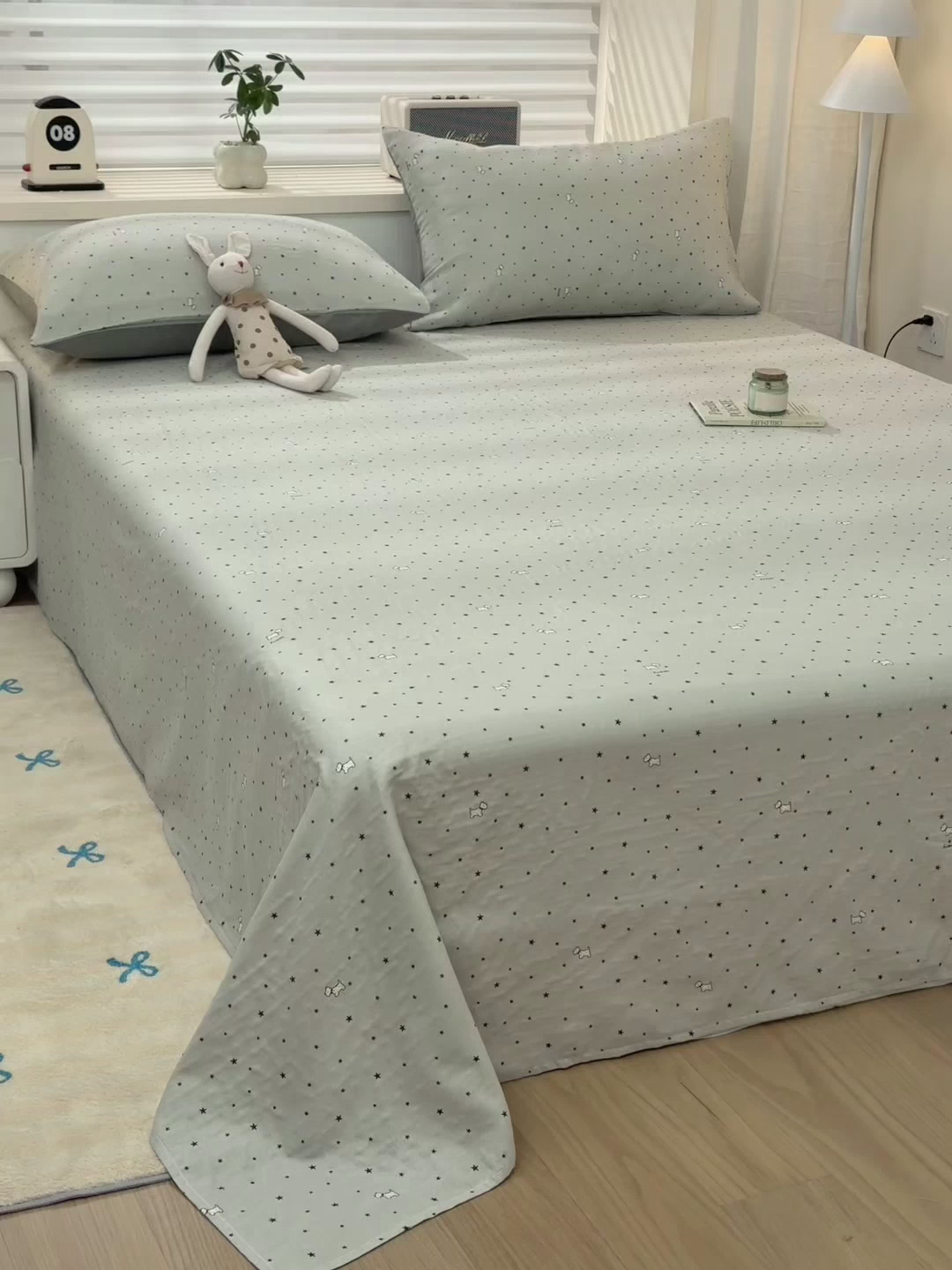 91家纺网 家纺一手货源 找家纺 雯雨家纺 2026新款全棉有氧双层纱床单 全棉双层纱床单-星空犬