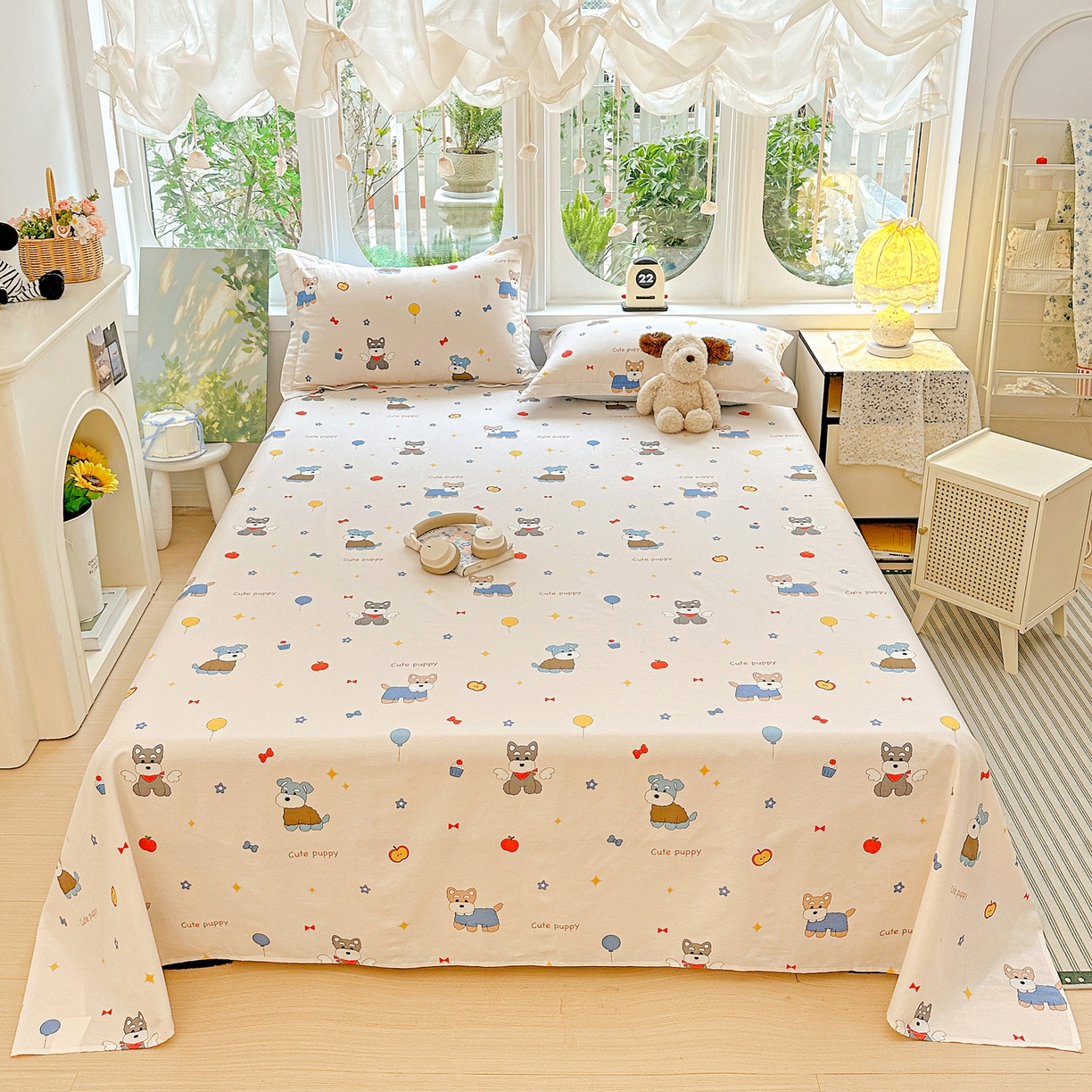 恩泽家纺 2026春夏新款全棉纯棉12868印花四件套及单品系列-单床单床单单件 雪纳瑞