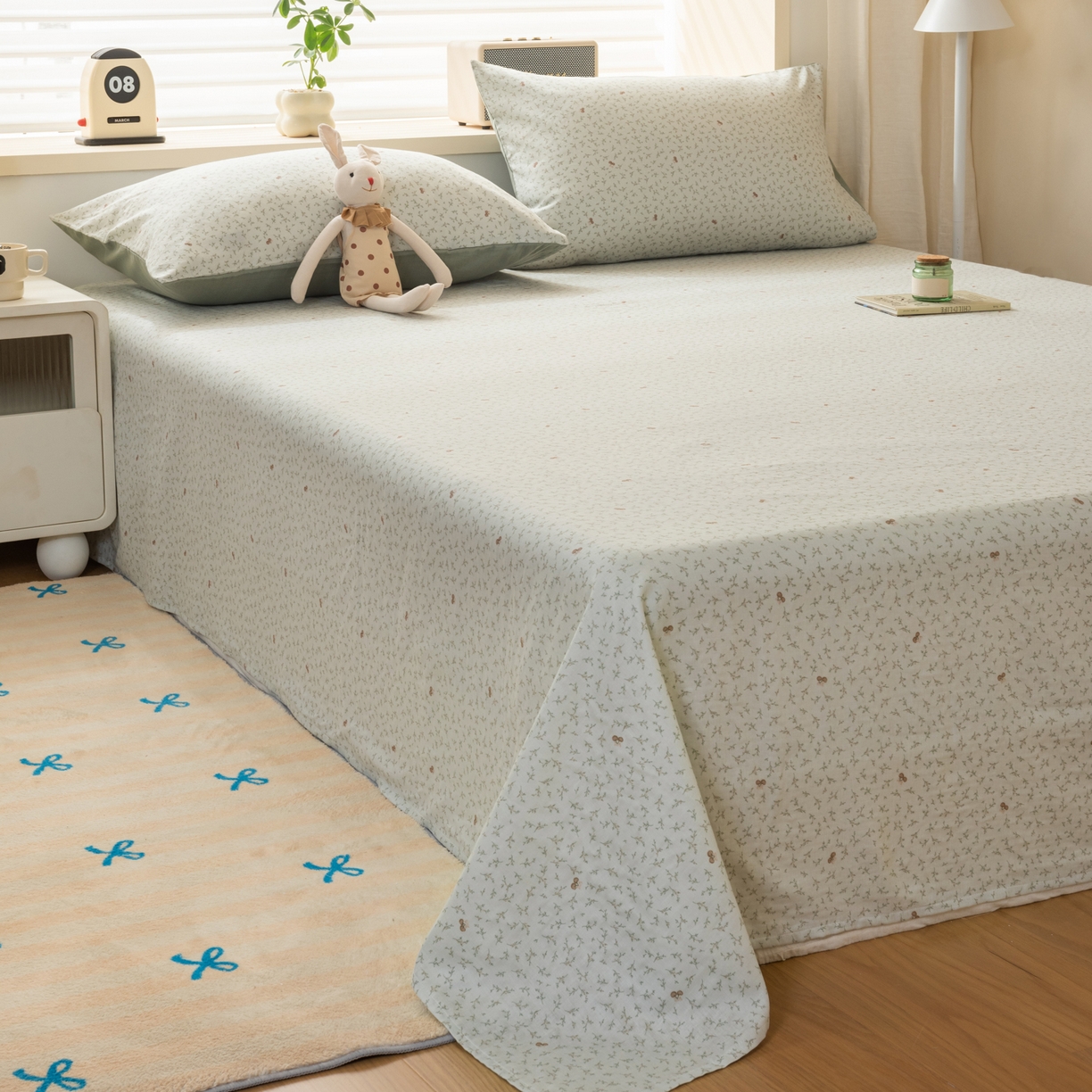 91家纺网 家纺一手货源 找家纺 雯雨家纺 2026新款全棉有氧双层纱床单 全棉双层纱床单-雪妮