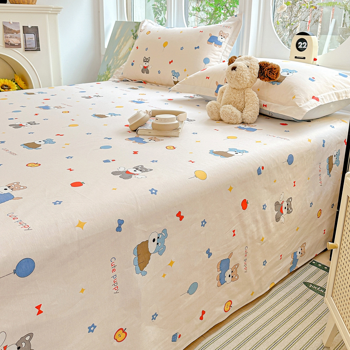 91家纺网 家纺一手货源 找家纺 恩泽家纺 2026春夏新款全棉纯棉12868印花四件套及单品系列-单床单床单单件 雪纳瑞