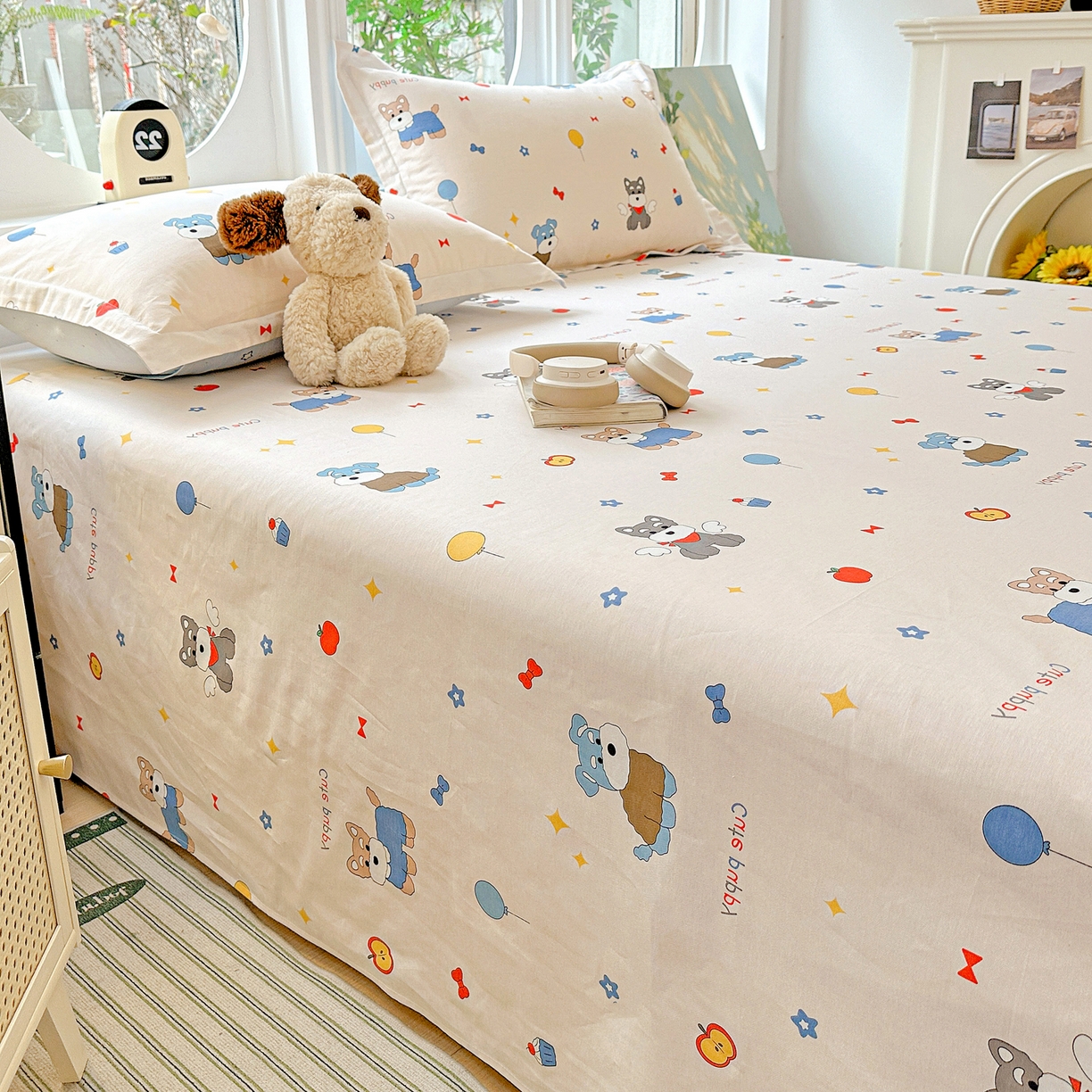 91家纺网 家纺一手货源 找家纺 恩泽家纺 2026春夏新款全棉纯棉12868印花四件套及单品系列-单床单床单单件 雪纳瑞