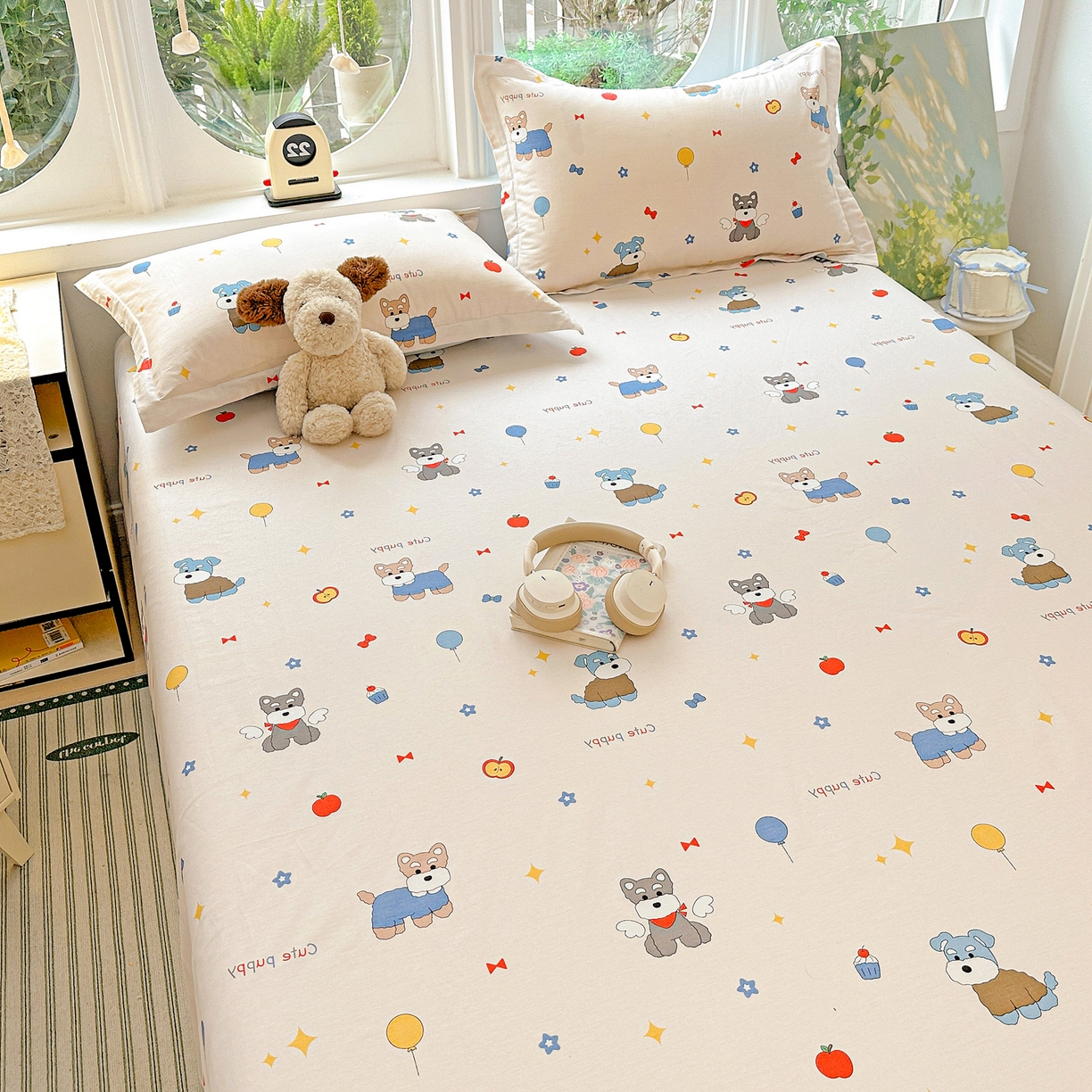 91家纺网 家纺一手货源 找家纺 恩泽家纺 2026春夏新款全棉纯棉12868印花四件套及单品系列-单床单床单单件 雪纳瑞