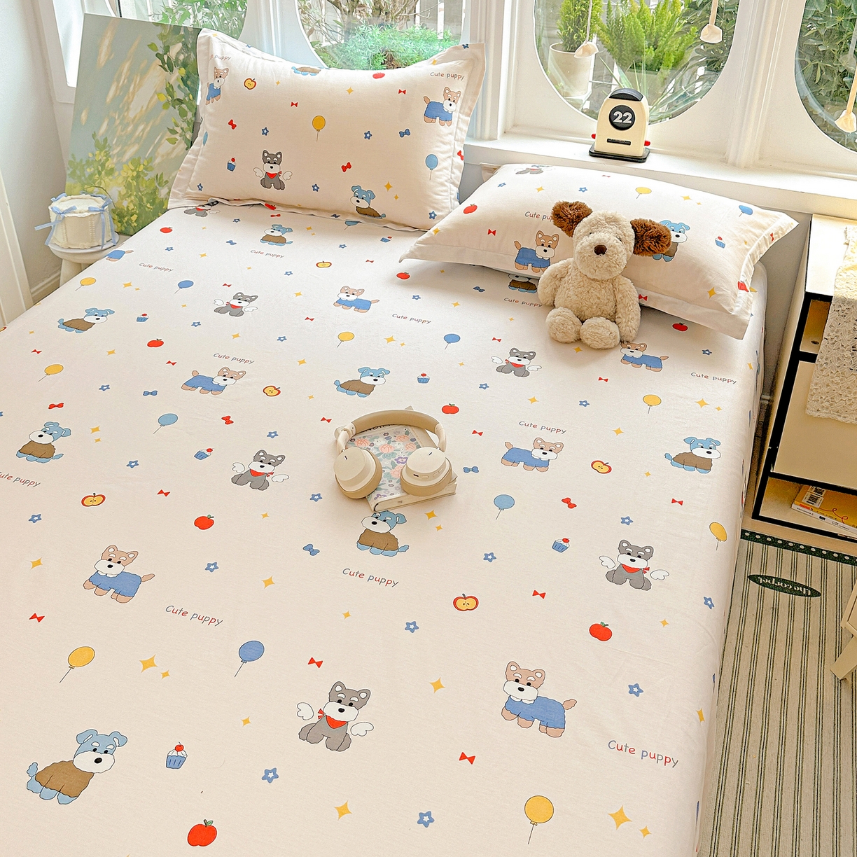 91家纺网 家纺一手货源 找家纺 恩泽家纺 2026春夏新款全棉纯棉12868印花四件套及单品系列-单床单床单单件 雪纳瑞