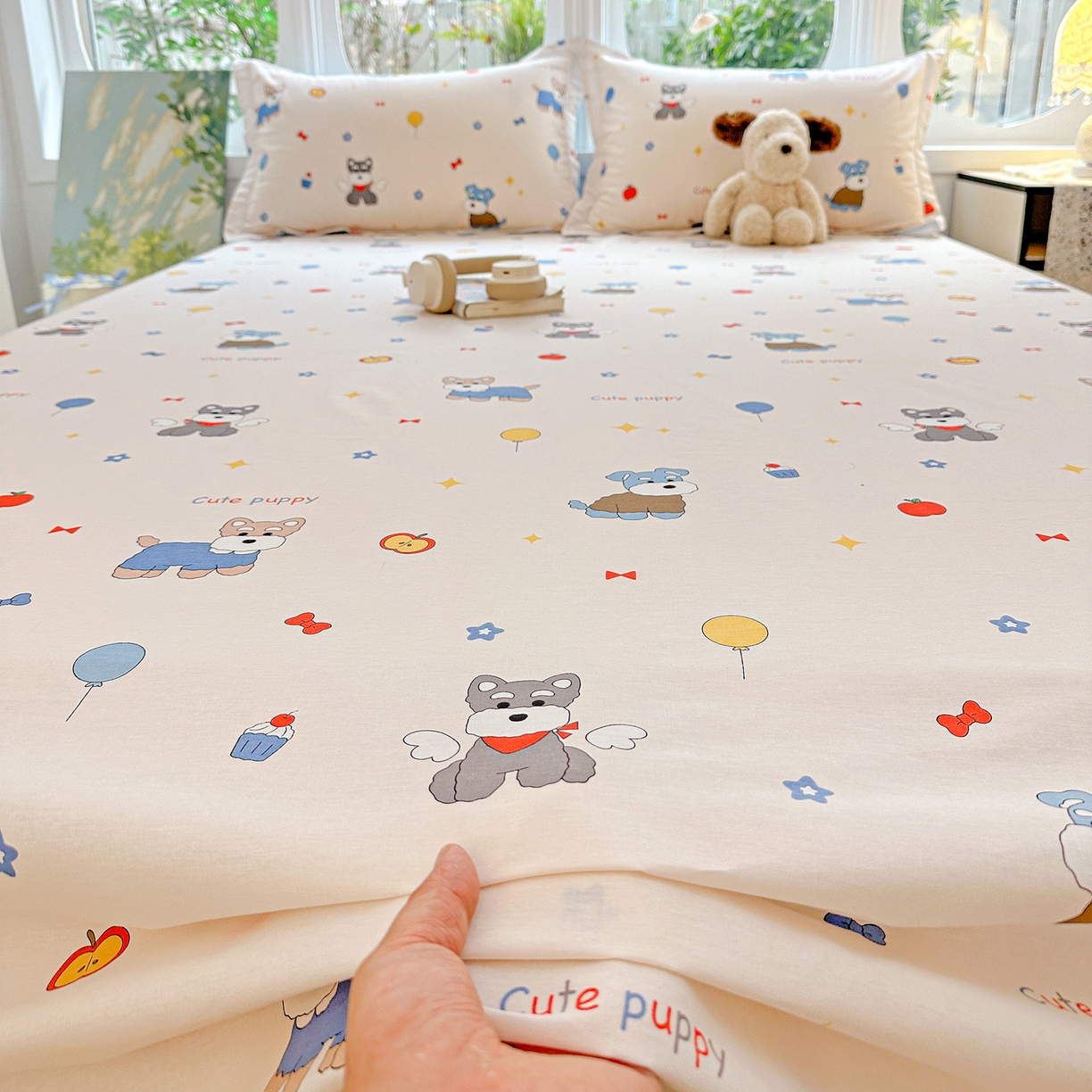 91家纺网 家纺一手货源 找家纺 恩泽家纺 2026春夏新款全棉纯棉12868印花四件套及单品系列-单床单床单单件 雪纳瑞