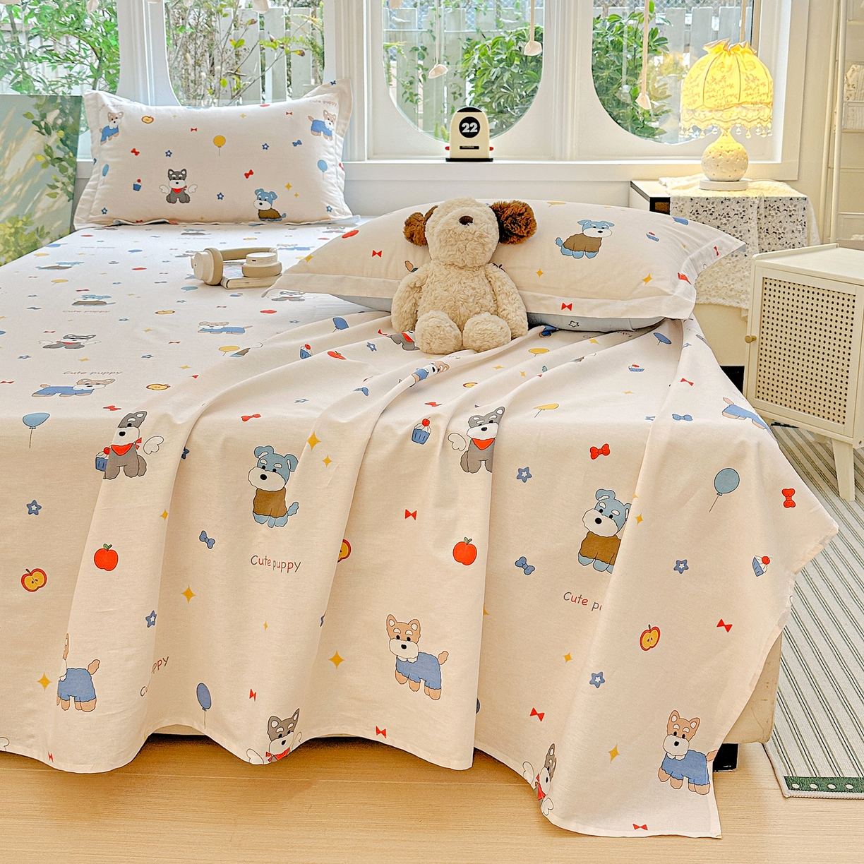 91家纺网 家纺一手货源 找家纺 恩泽家纺 2026春夏新款全棉纯棉12868印花四件套及单品系列-单床单床单单件 雪纳瑞