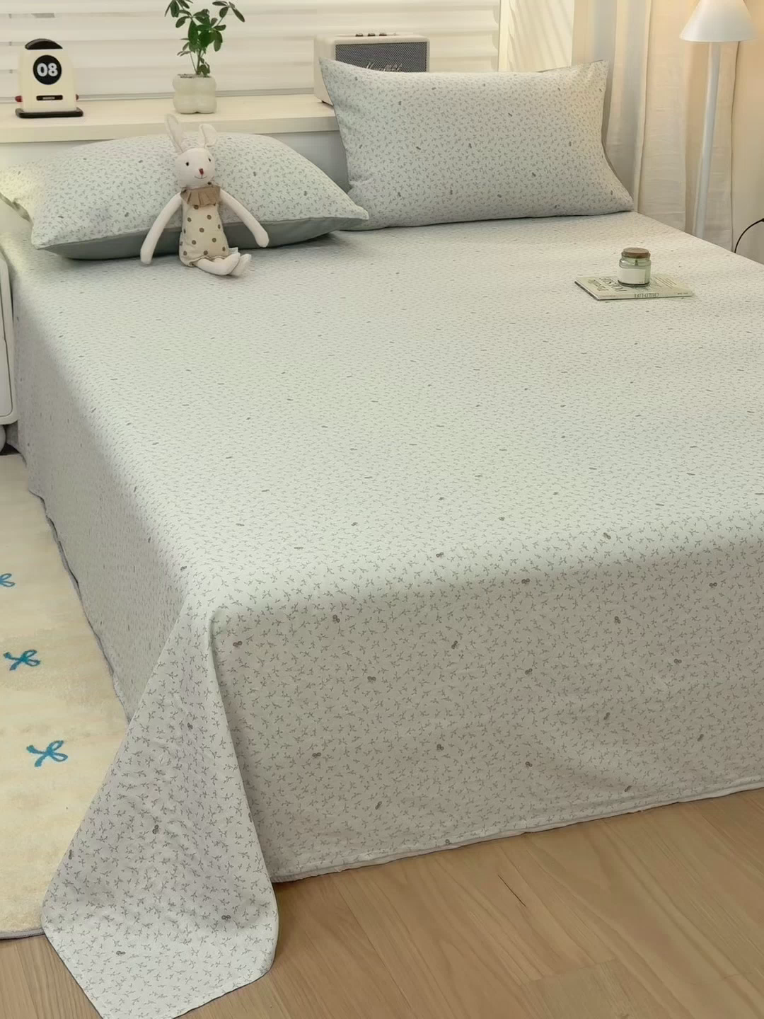 91家纺网 家纺一手货源 找家纺 雯雨家纺 2026新款全棉有氧双层纱床单 全棉双层纱床单-雪妮